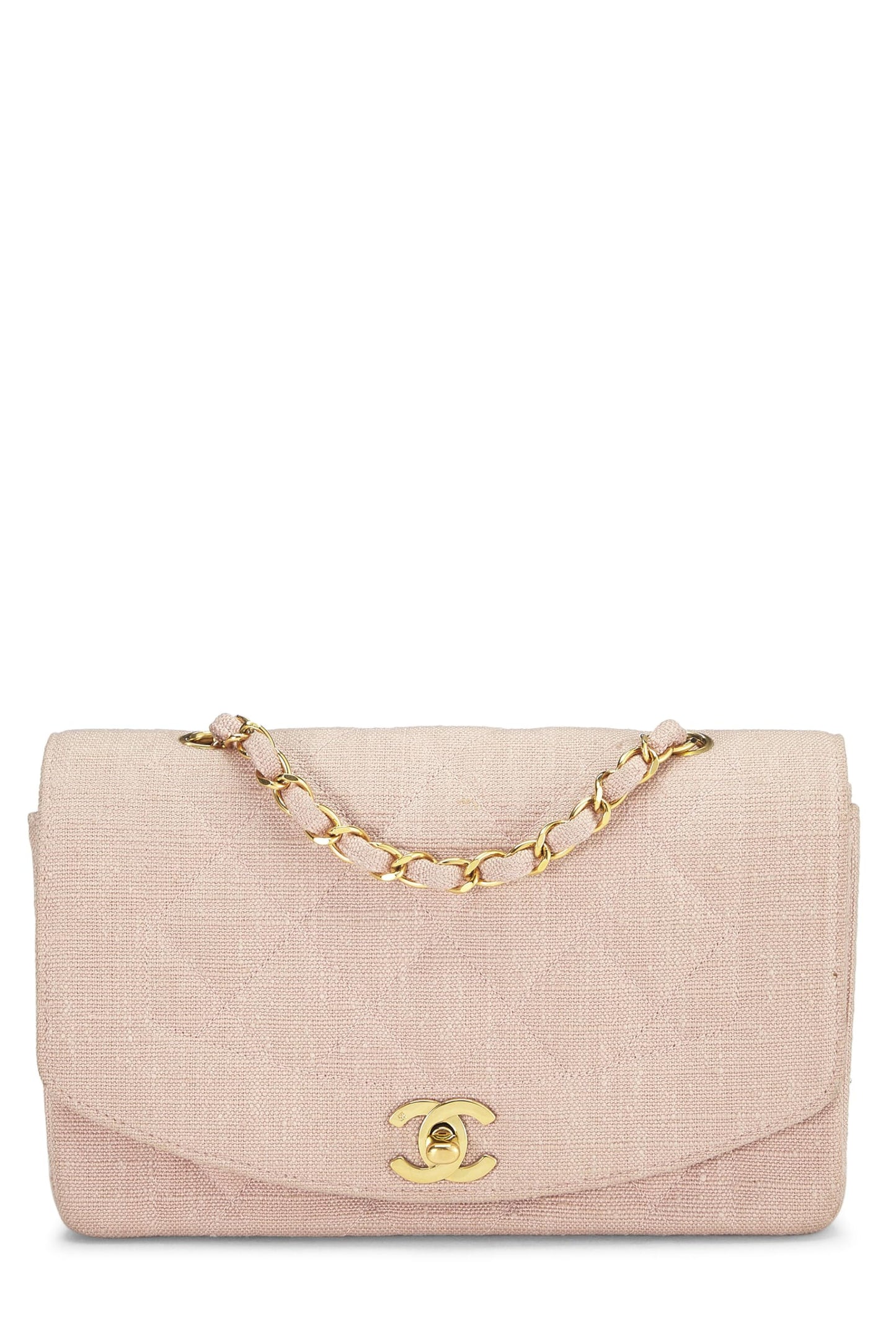 Chanel,  Pink Linen Diana Flap Small, Pink