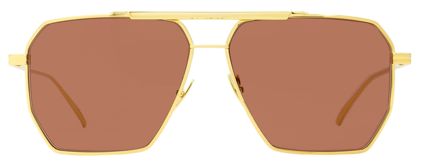 Luxury Bottega Veneta Men's Square Sunglasses BV1012S 005 Gold 60mm