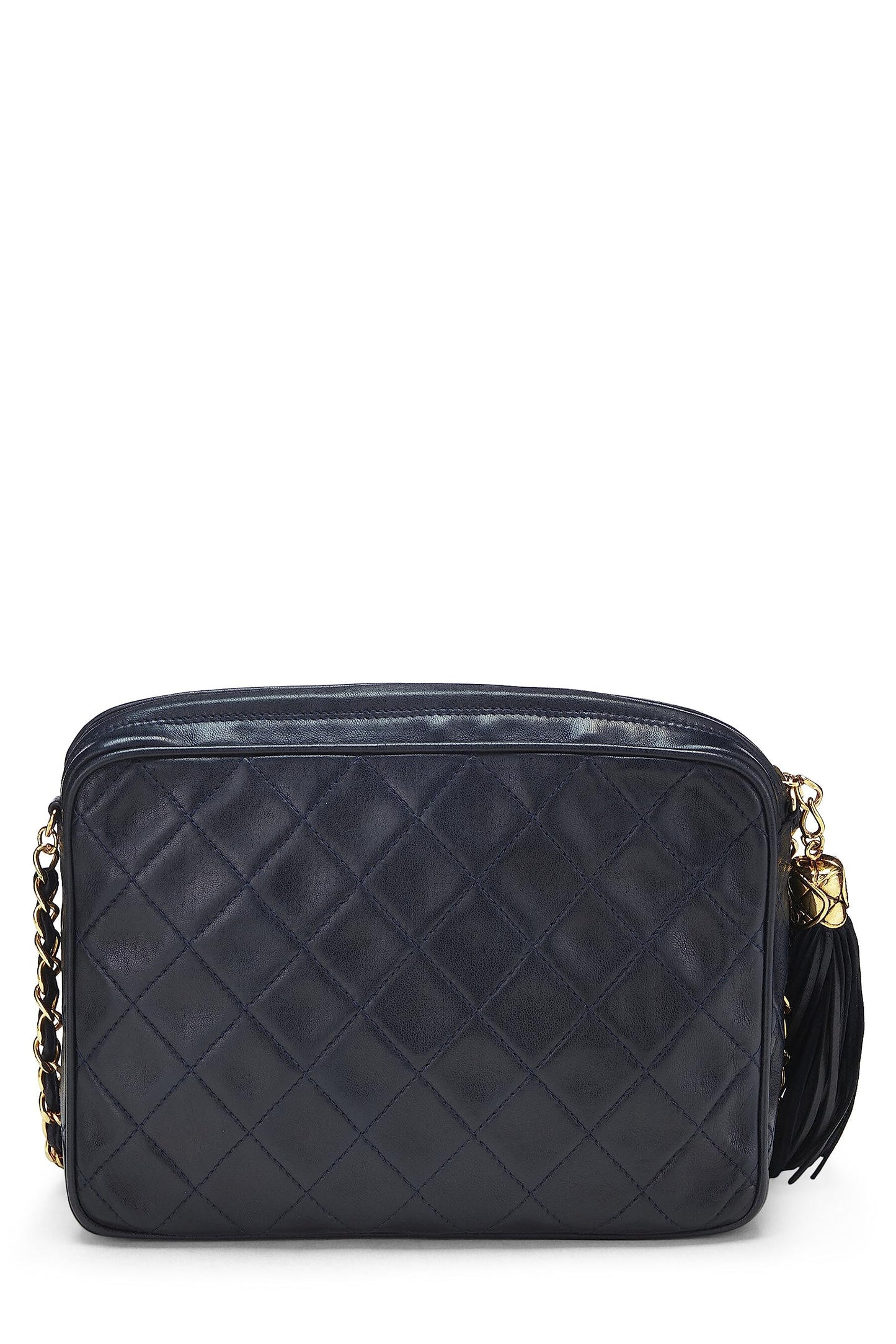 Chanel,  Navy Lambskin Diamond 'CC' Camera Bag Medium, Navy