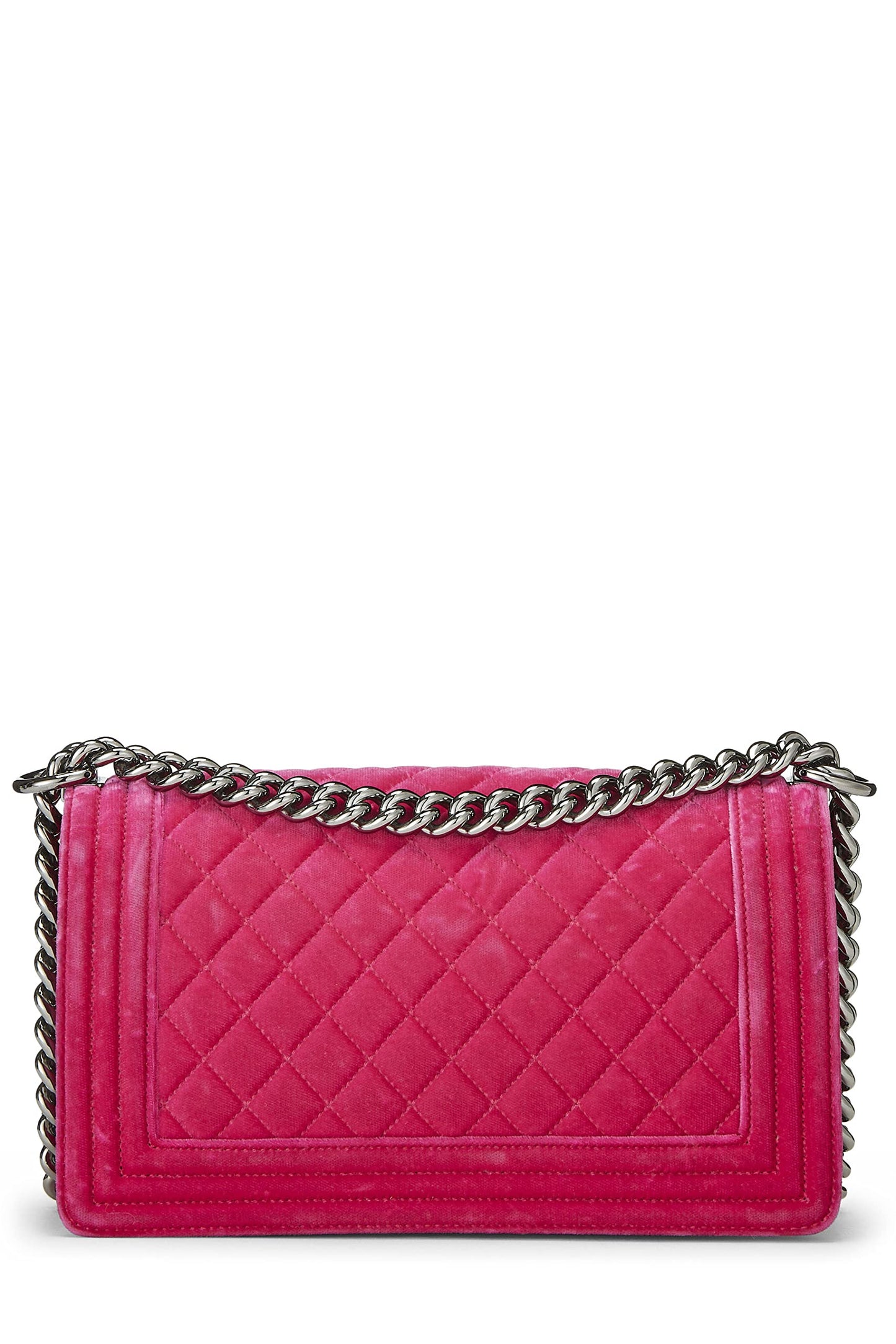 Chanel,  Pink Quilted Velvet Boy Bag Medium, Pink