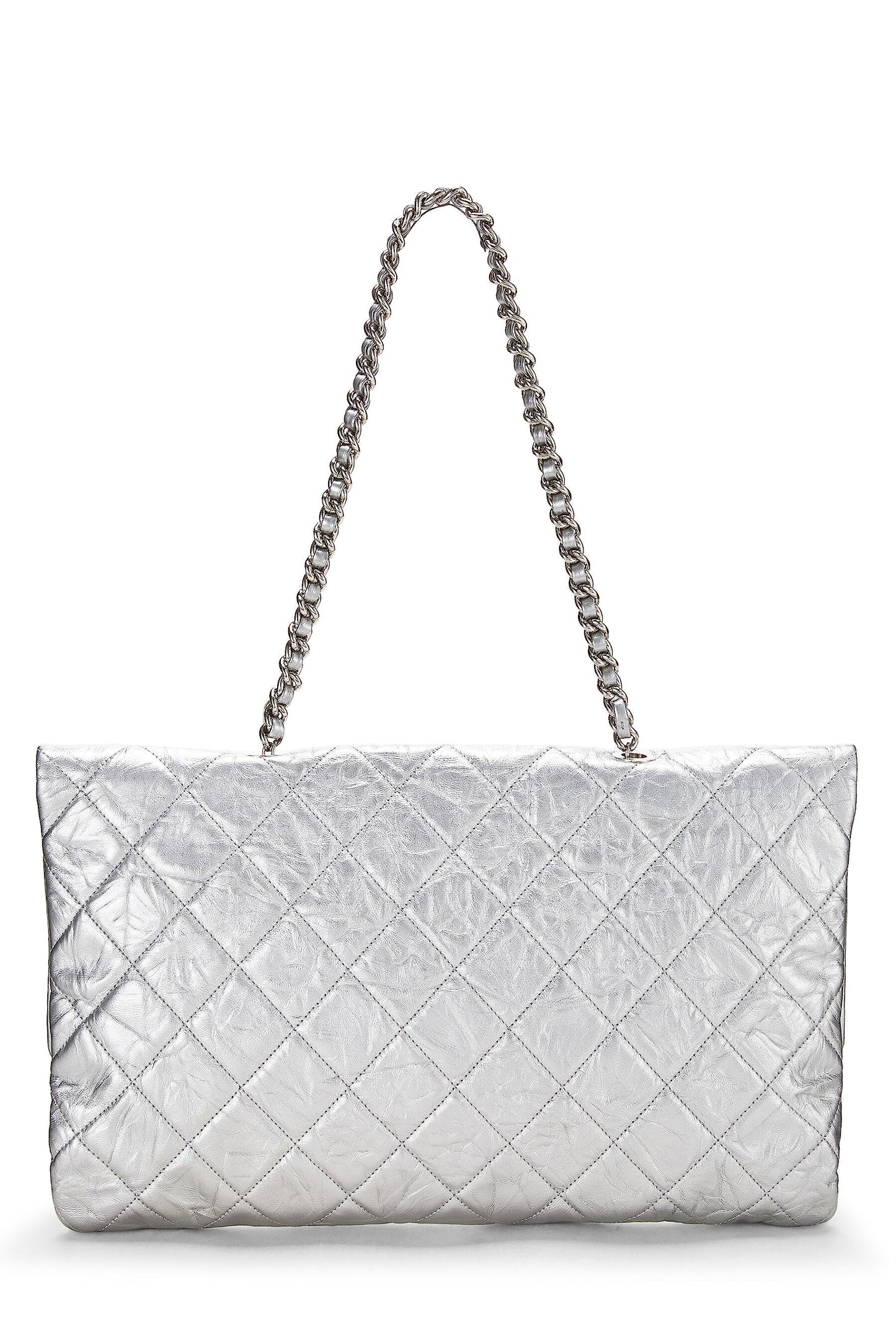 Chanel,  Metallic Silver Quilted Calfskin Big Bang Flap Large, Silver