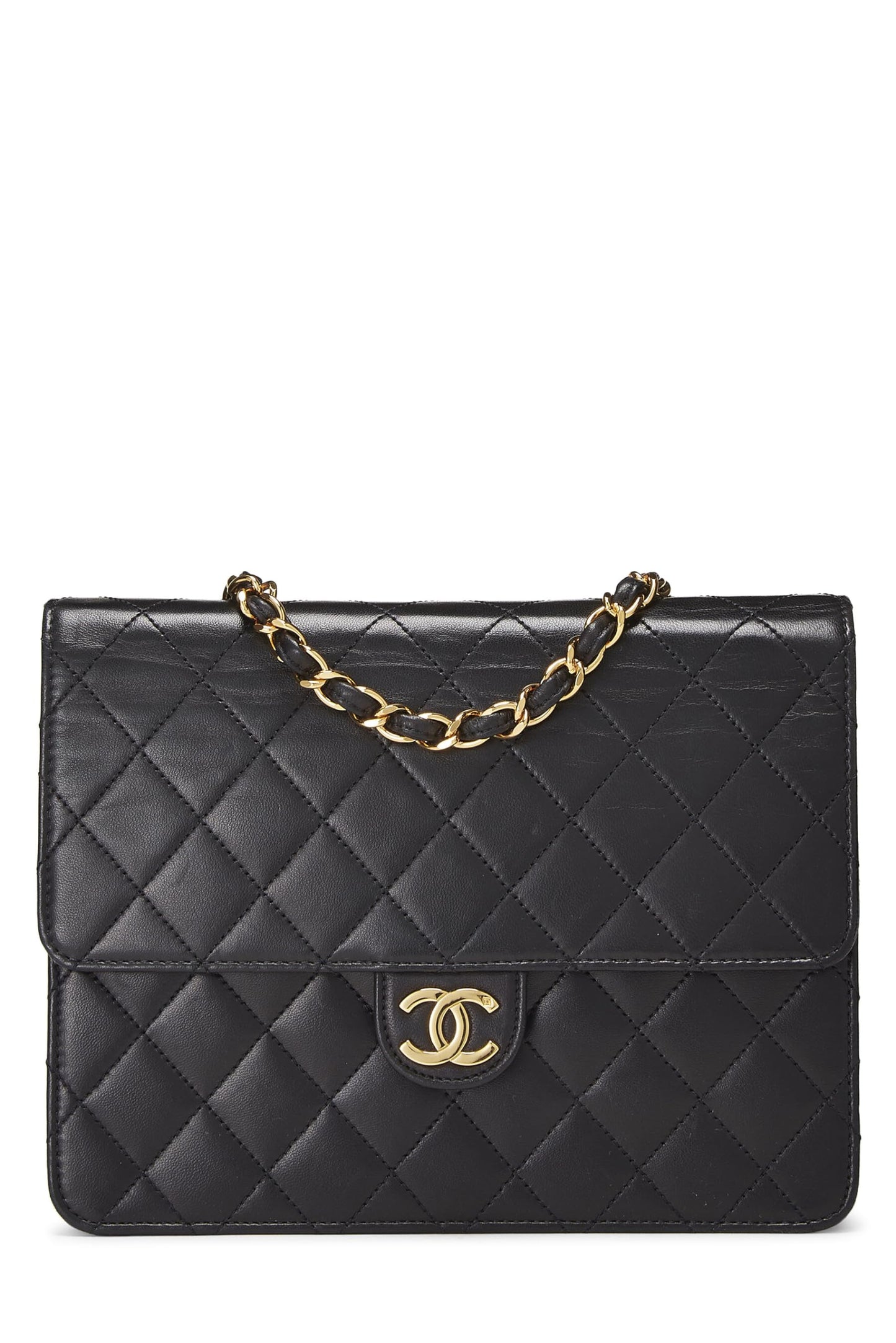 Chanel,  Black Quilted Lambskin Ex Flap Small, Black