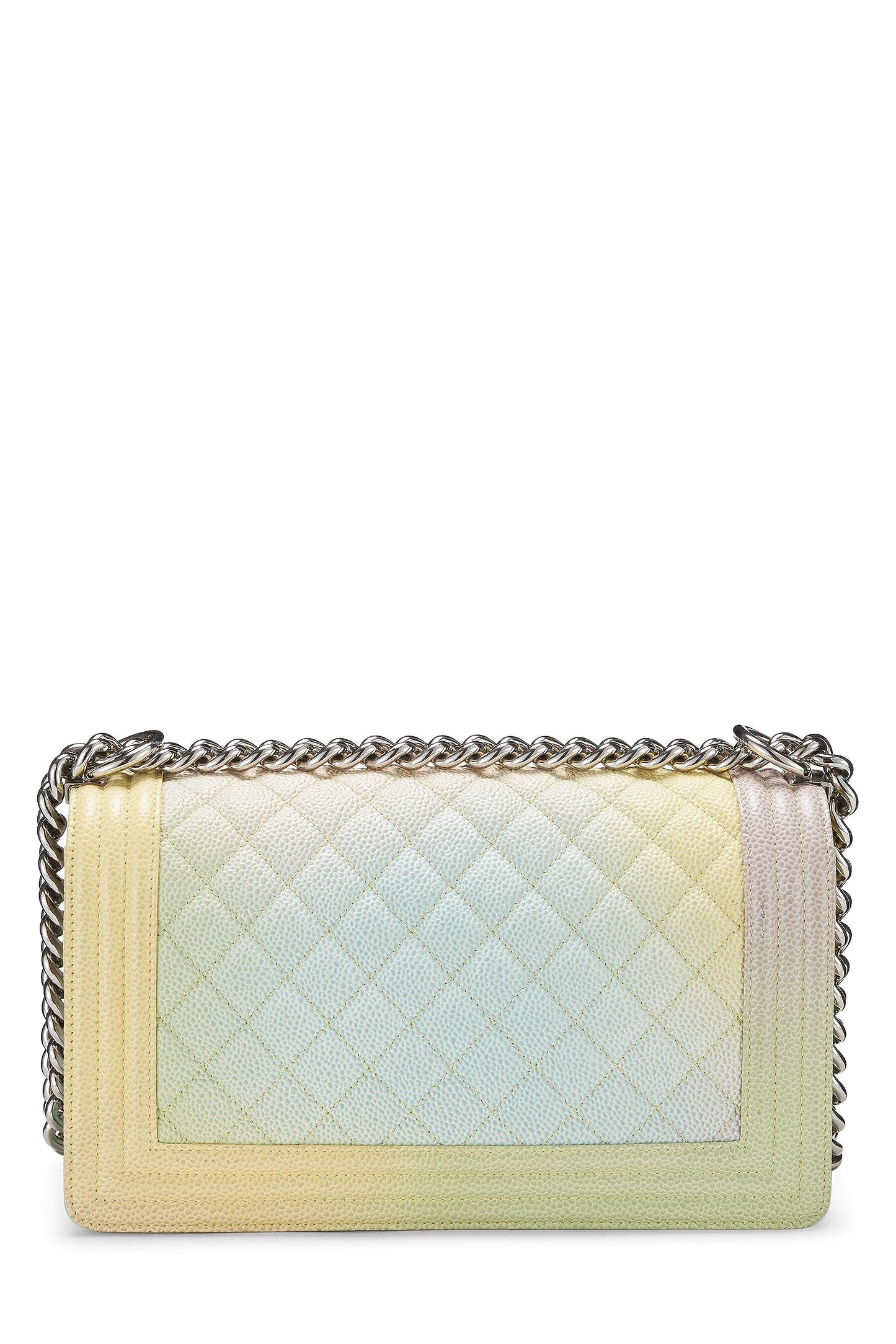 Chanel,  Rainbow Quilted Caviar Boy Bag Medium, White