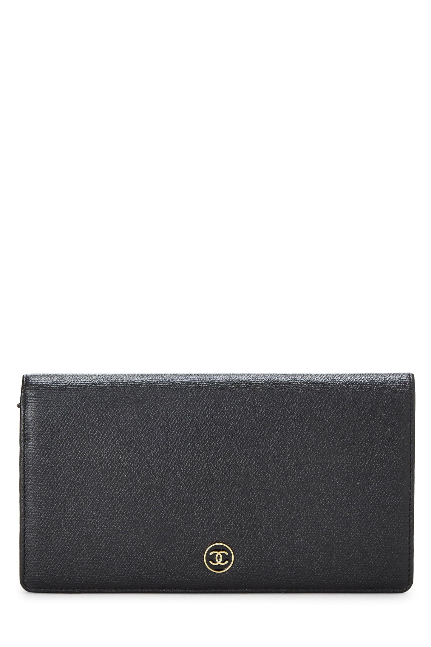 Chanel,  Black Calfskin Long Wallet, Black