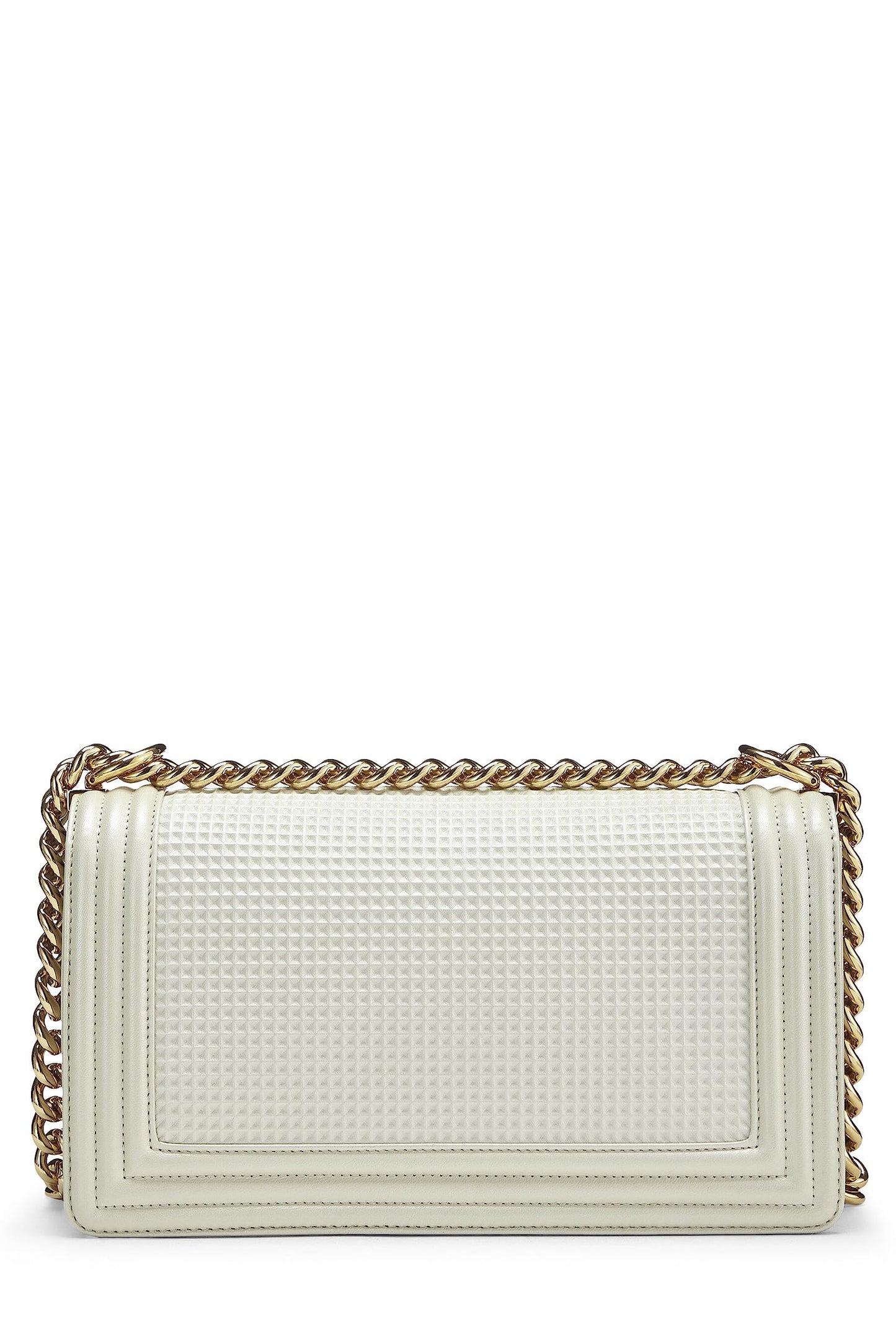 Chanel,  White Cube Embossed Leather Boy Bag Medium, White