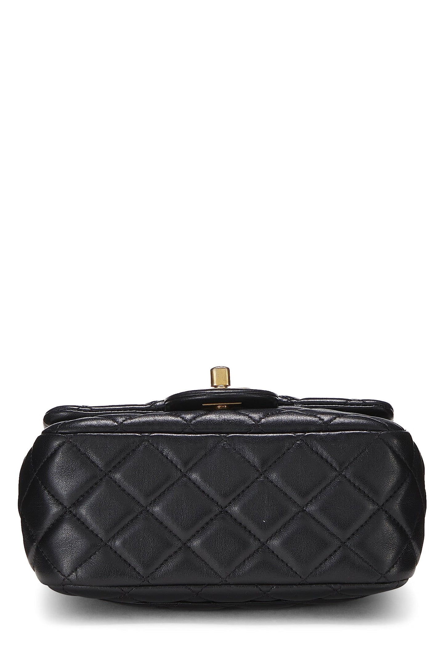 Chanel,  Black Quilted Lambskin Romance Square Flap Mini, Black