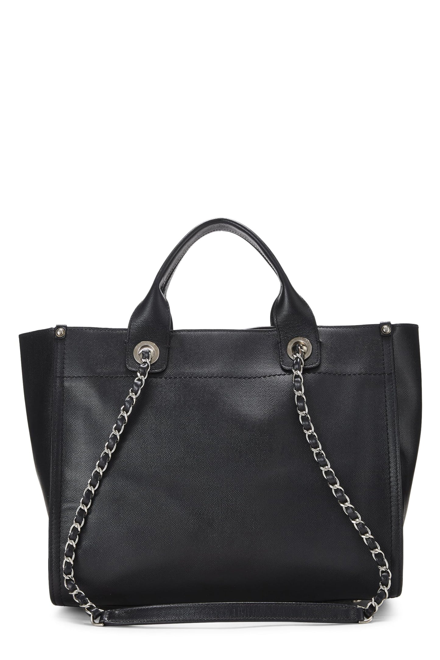 Chanel,  Black Caviar Studded Deauville Shopper Small, Black