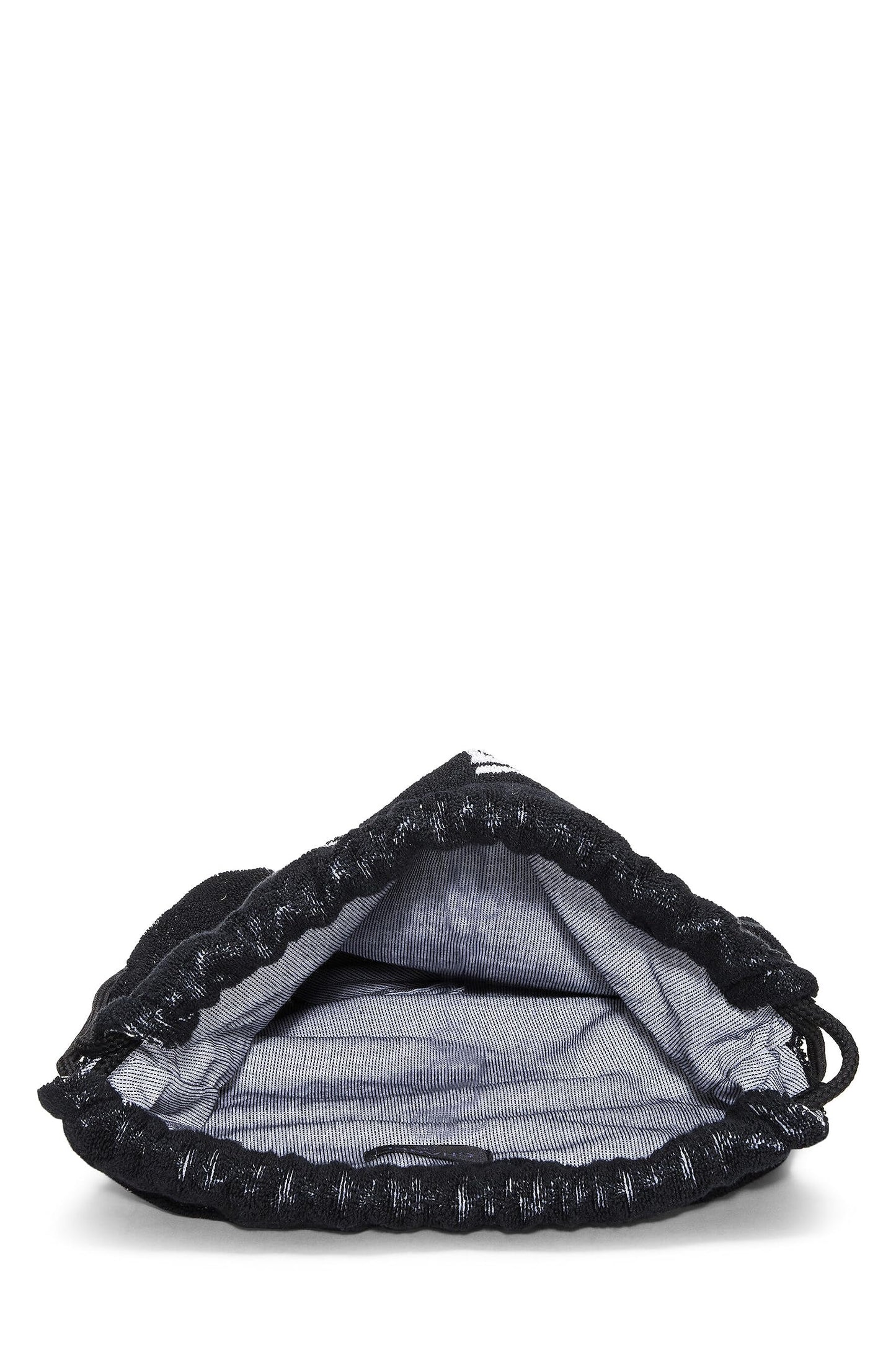 Chanel,  Black Terry Cloth Drawstring Beach Backpack, Black