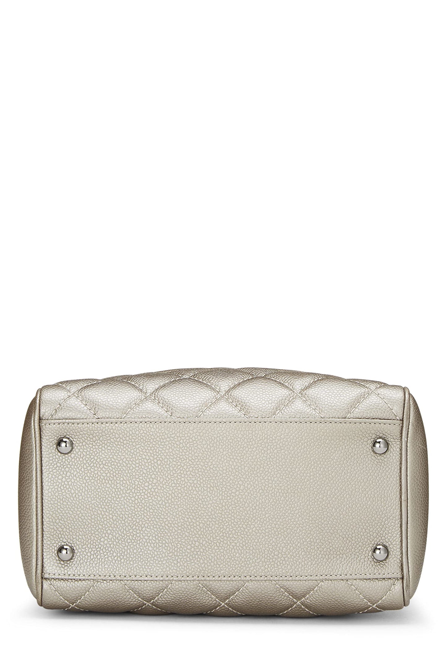 Chanel,  Metallic Silver Quilted Caviar Tassel Handbag, Silver