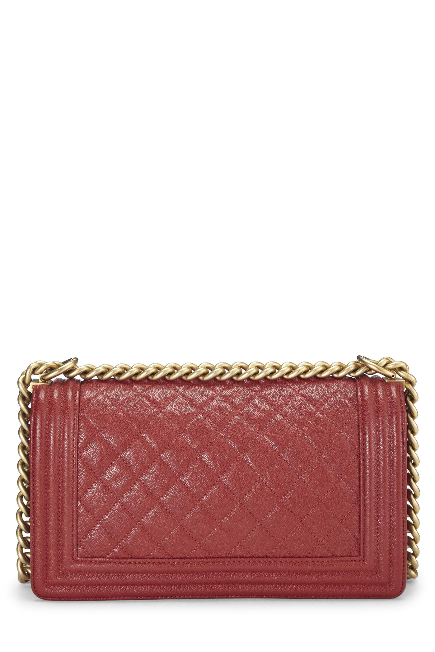 Chanel,  Red Quilted Caviar Boy Bag Medium, Red