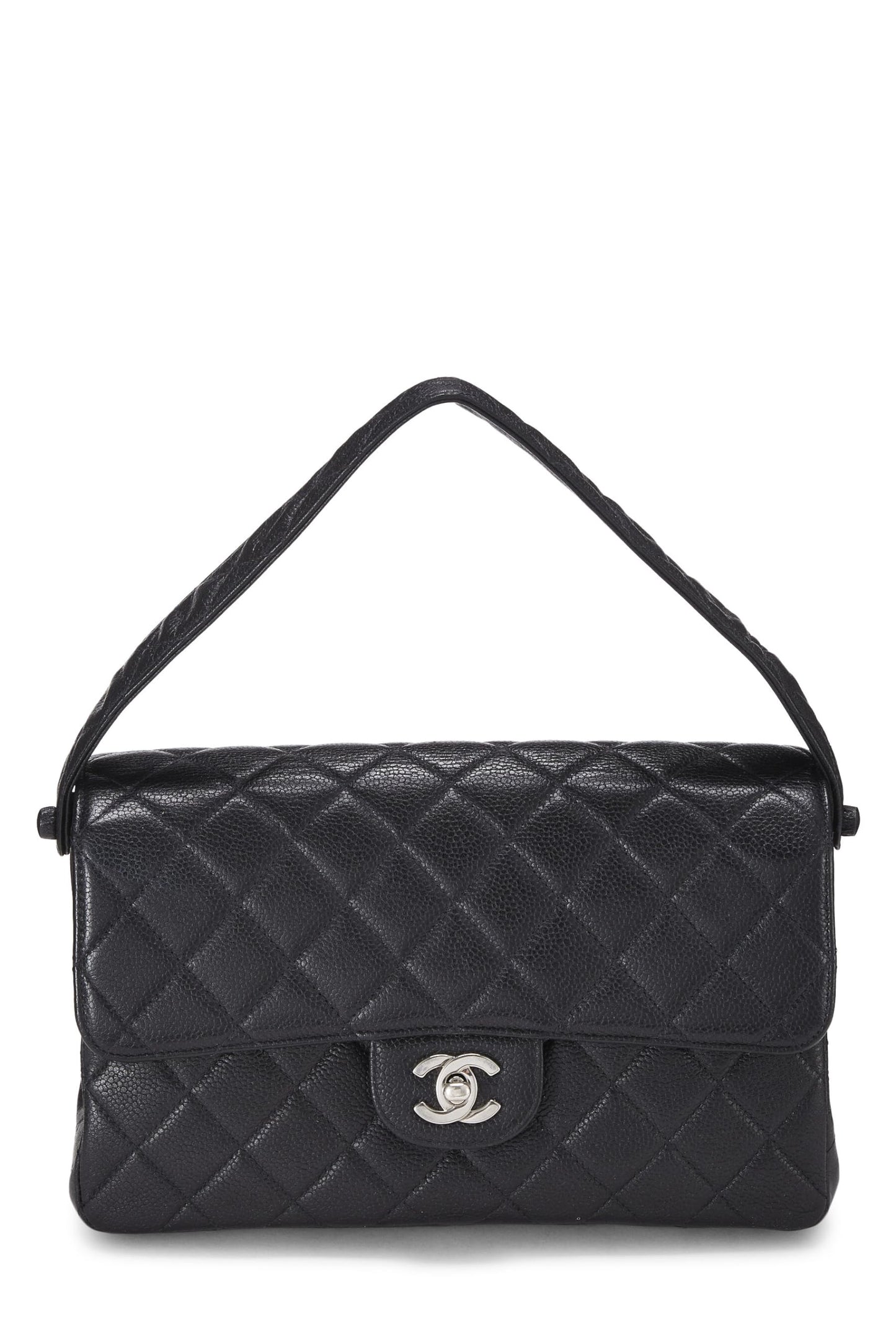 Chanel,  Black Quilted Caviar Double Sided Classic Flap Medium, Black