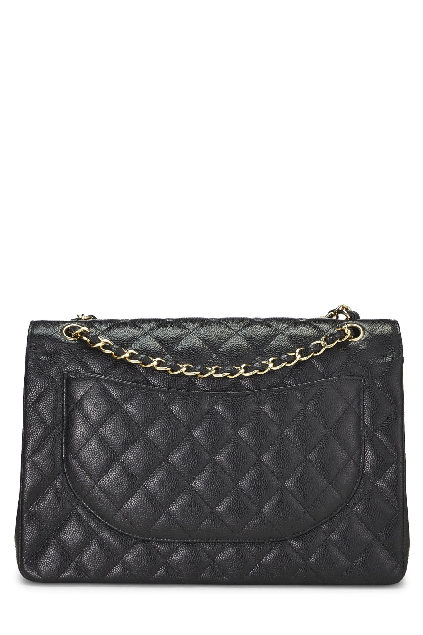Chanel,  Black Quilted Caviar New Classic Double Flap Maxi, Black