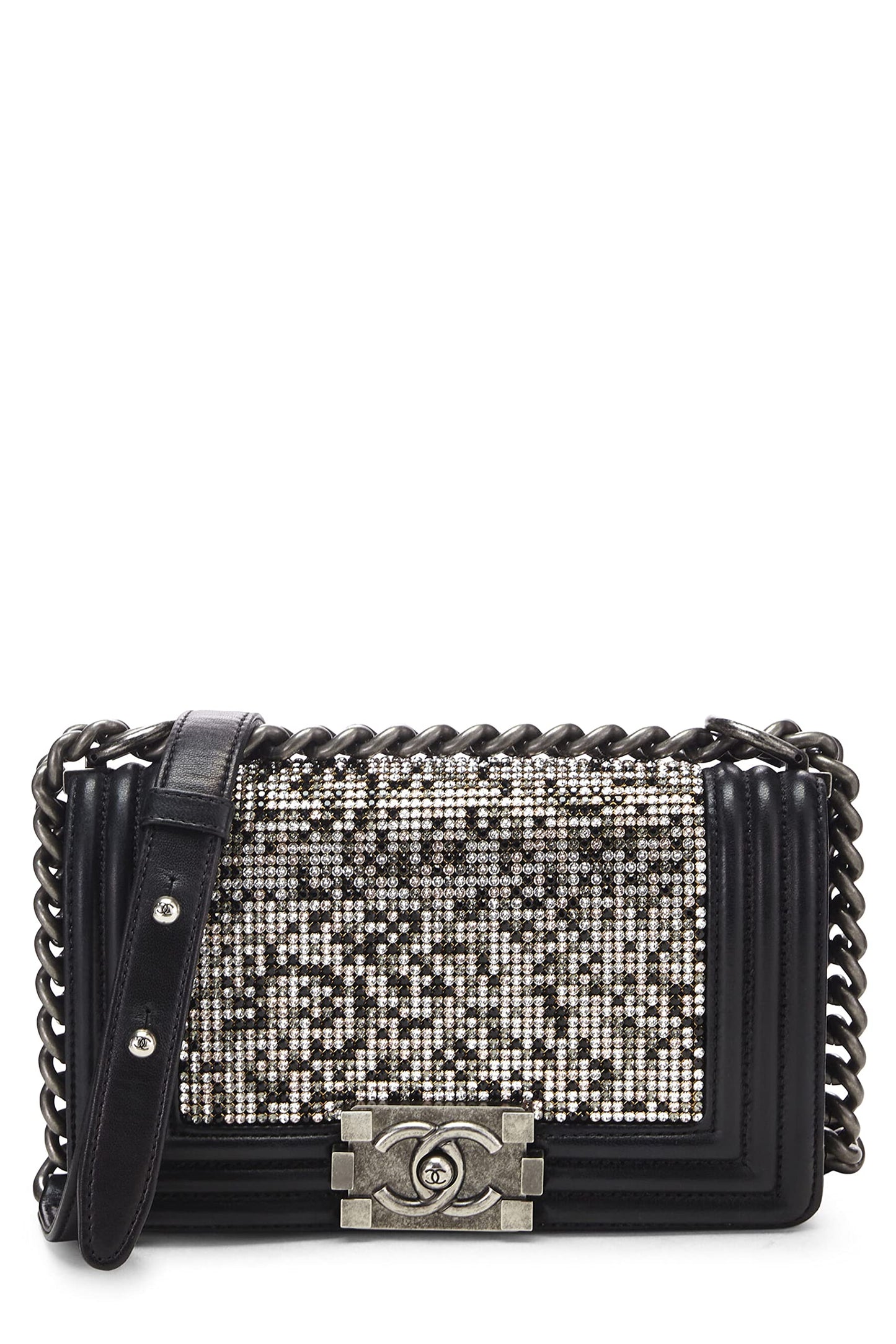 Chanel,  Black Embellished Swarovski Crystal Boy Bag Small, Black