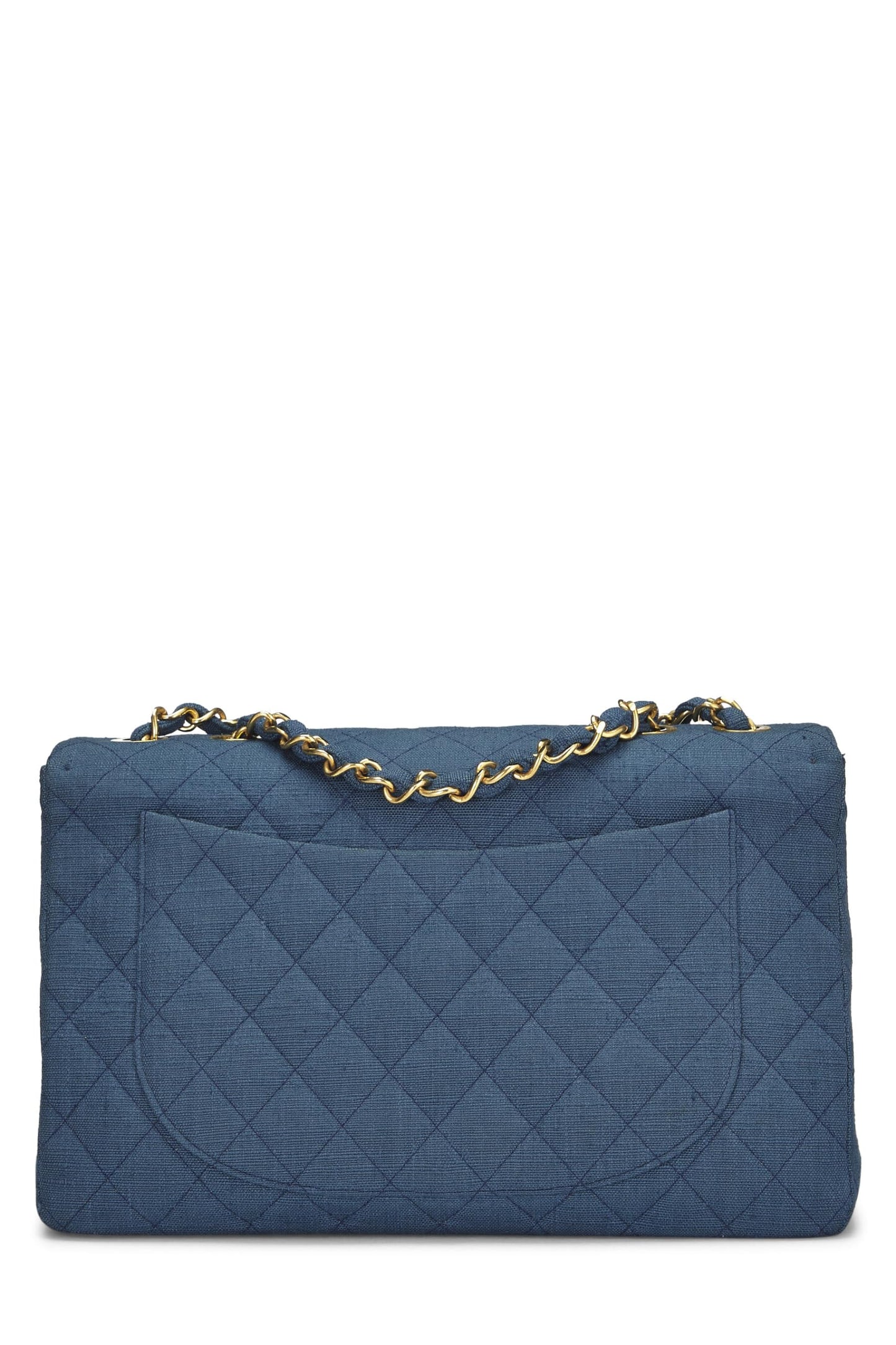 Chanel,  Blue Linen Half Flap Maxi, Blue