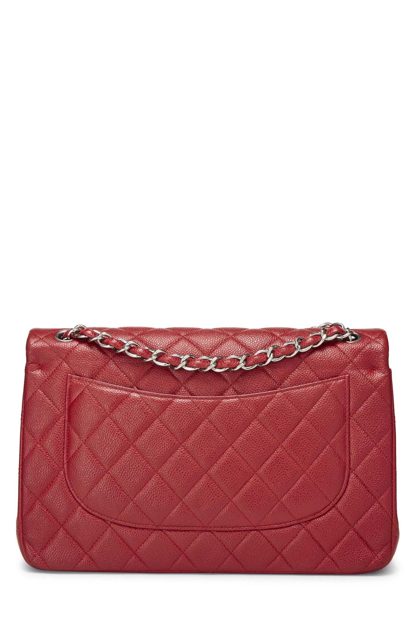 Chanel,  Red Quilted Caviar New Classic Double Flap Jumbo, Red