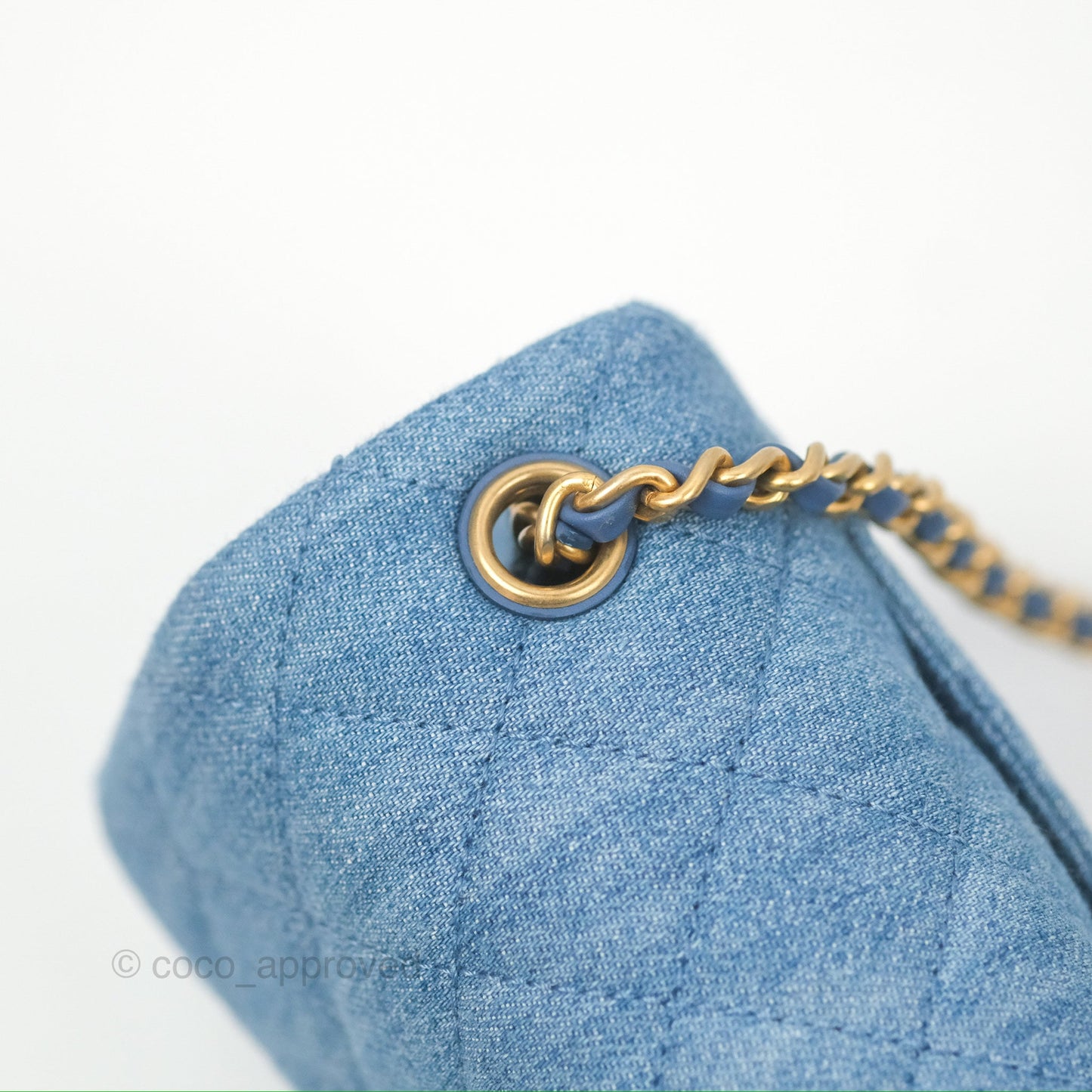 Chanel Mini Rectangular Pearl Crush Quilted Denim Aged Gold Hardware 22C
