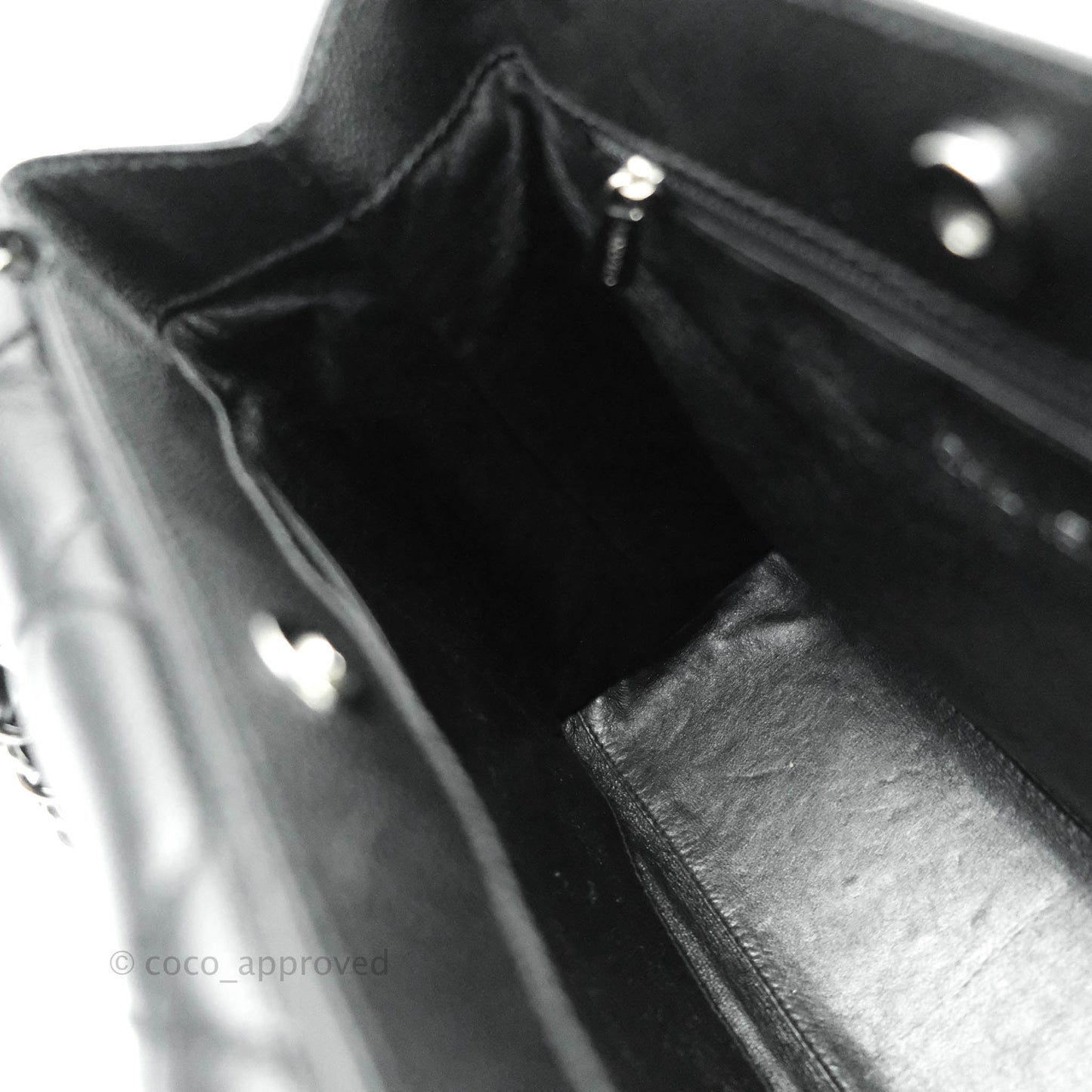 Chanel Quilted Black Caviar Tote Silver Hardware