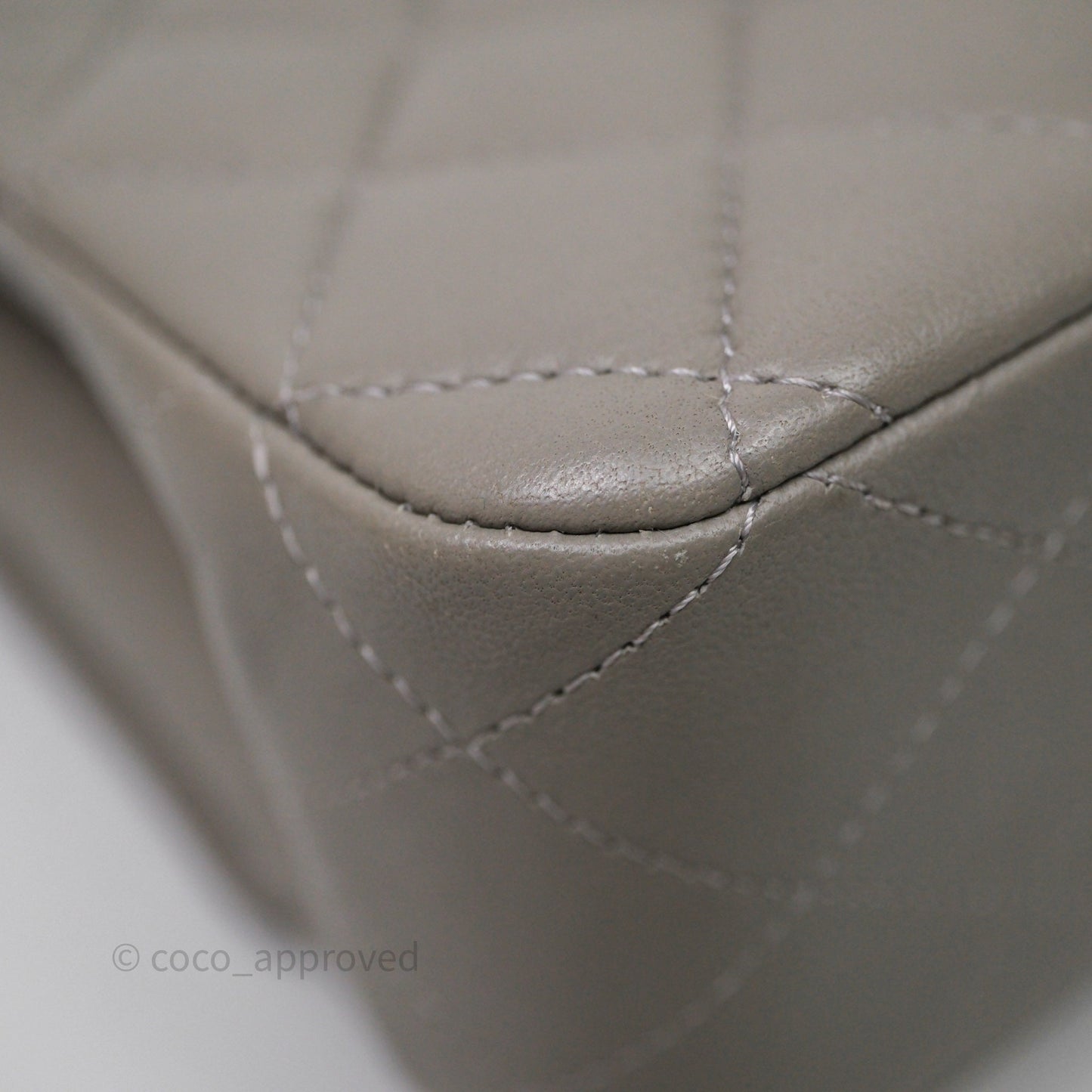 Chanel Classic M/L Medium Flap Quilted Grey Lambskin Silver Hardware