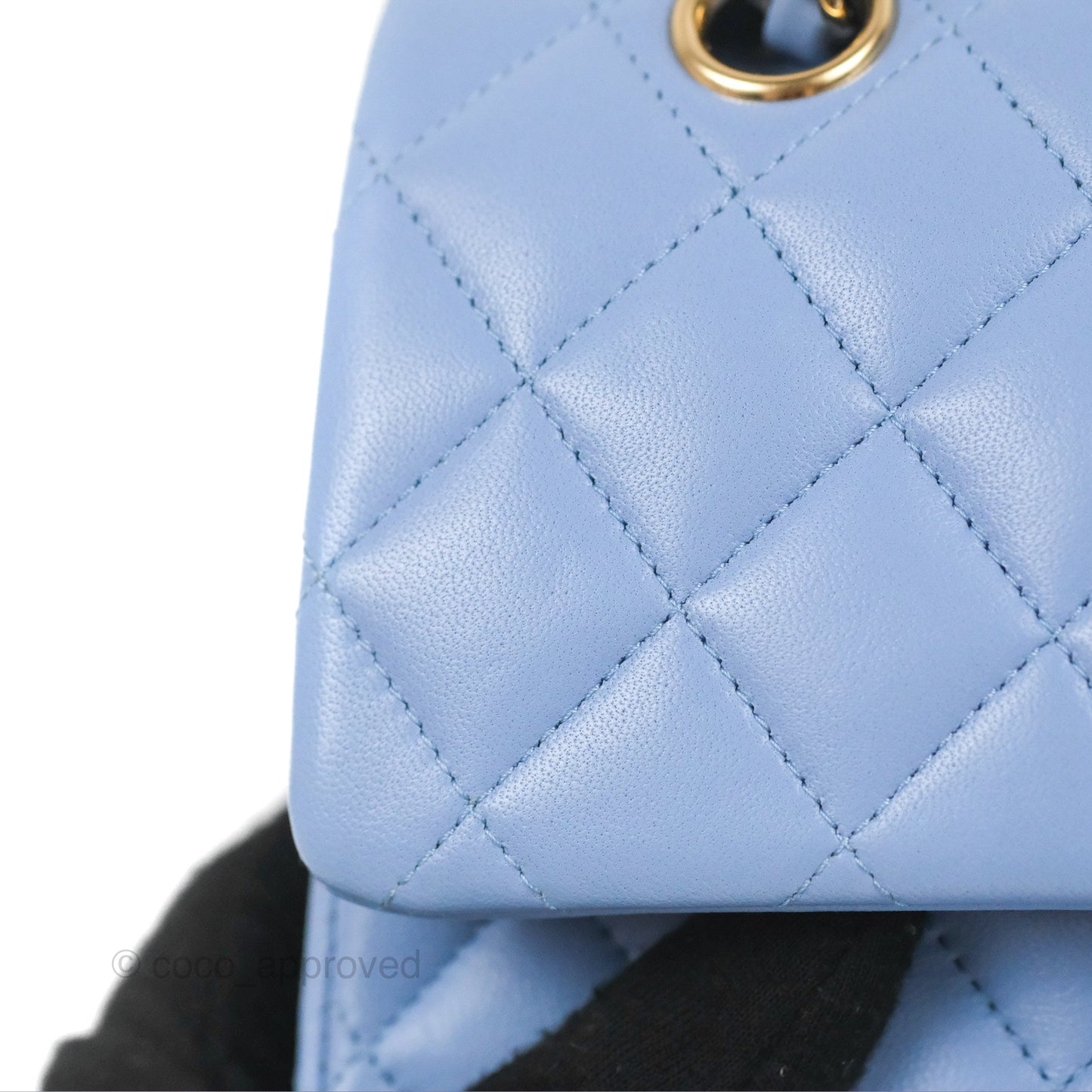 Chanel Small Classic Quilted Flap Blue Sky Lambskin Gold Hardware 21C