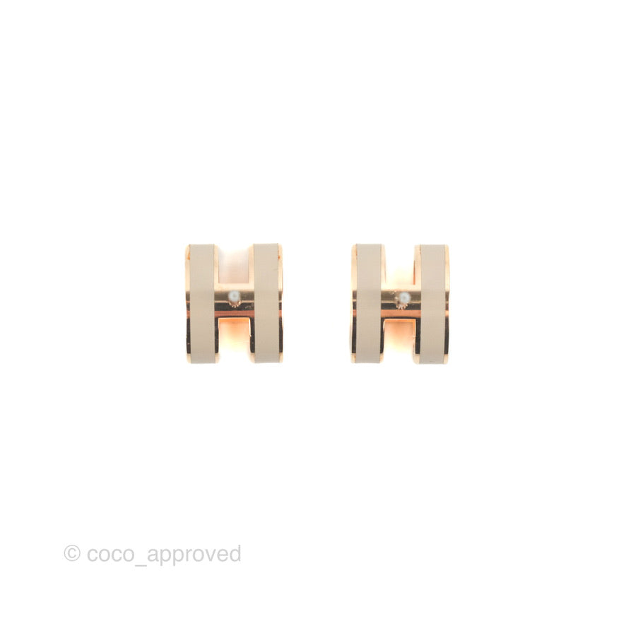 Hermès Pop H Earrings Marron Glace Rose Gold