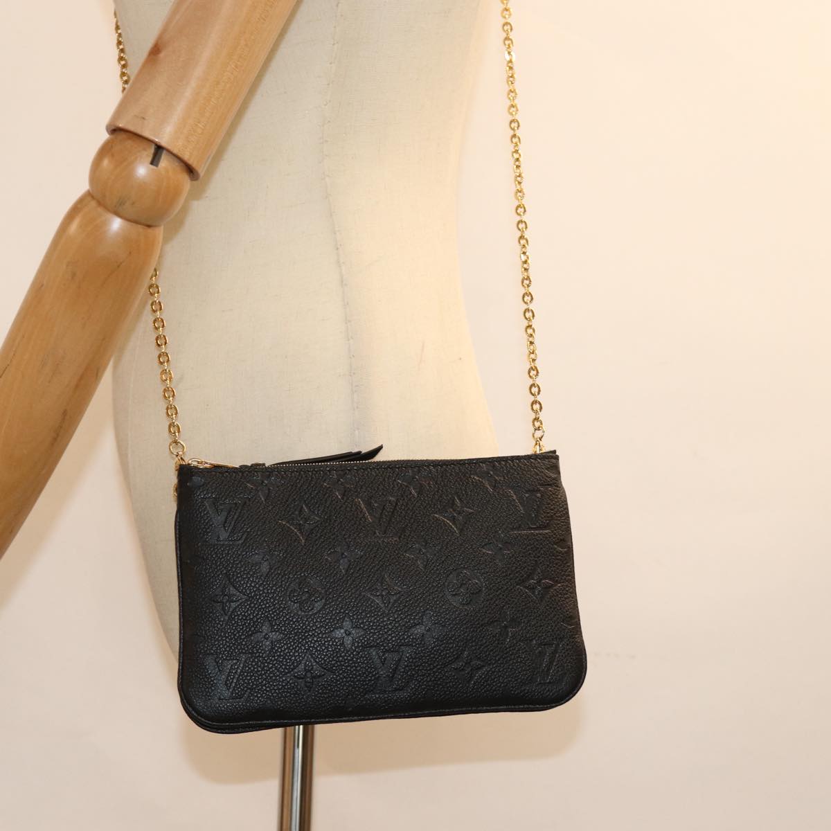LOUIS VUITTON Monogram Empreinte Pochette Double Zip Bag M68568 LV 82076S