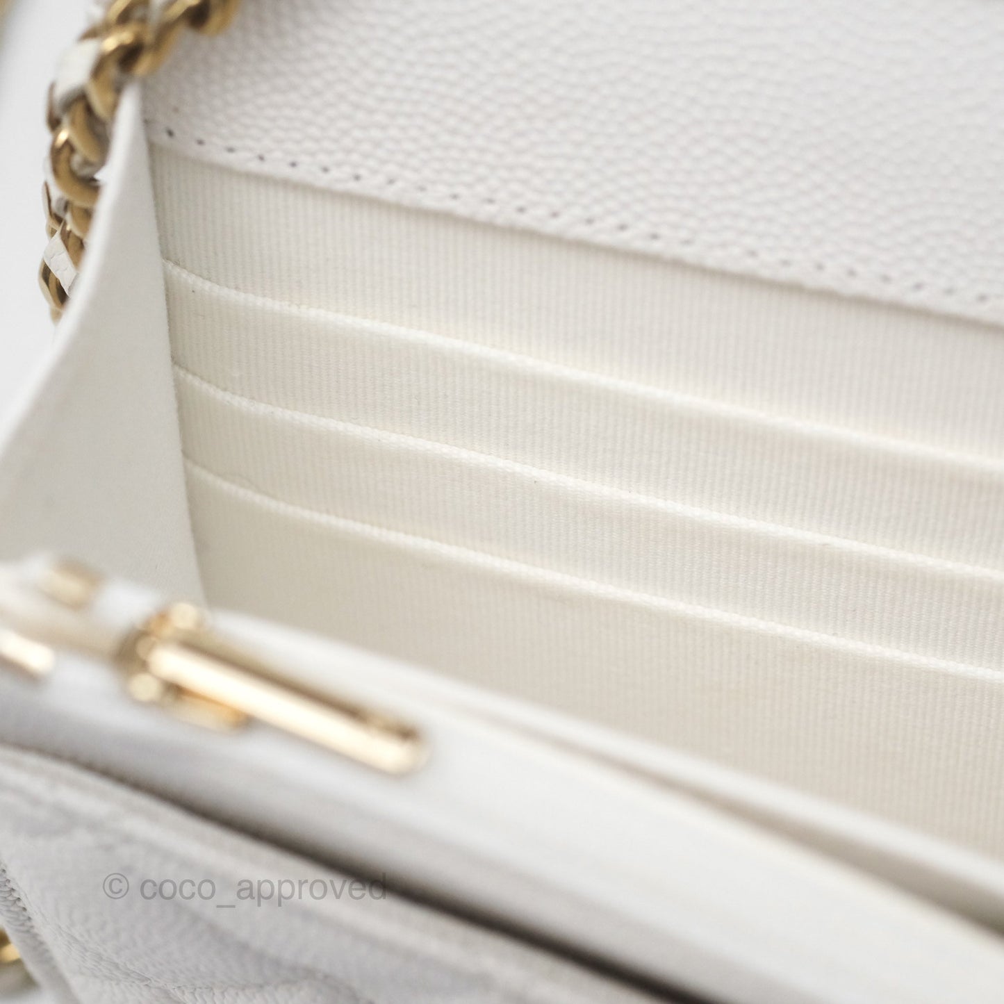 Chanel Quilted Classic Wallet on Chain WOC White Caviar Gold Hardware