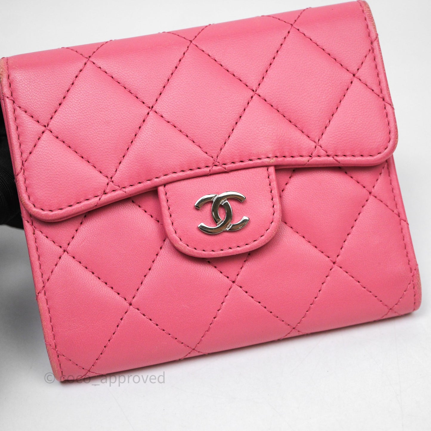 Chanel Classic Flap Wallet Pink Lambskin Silver Hardware