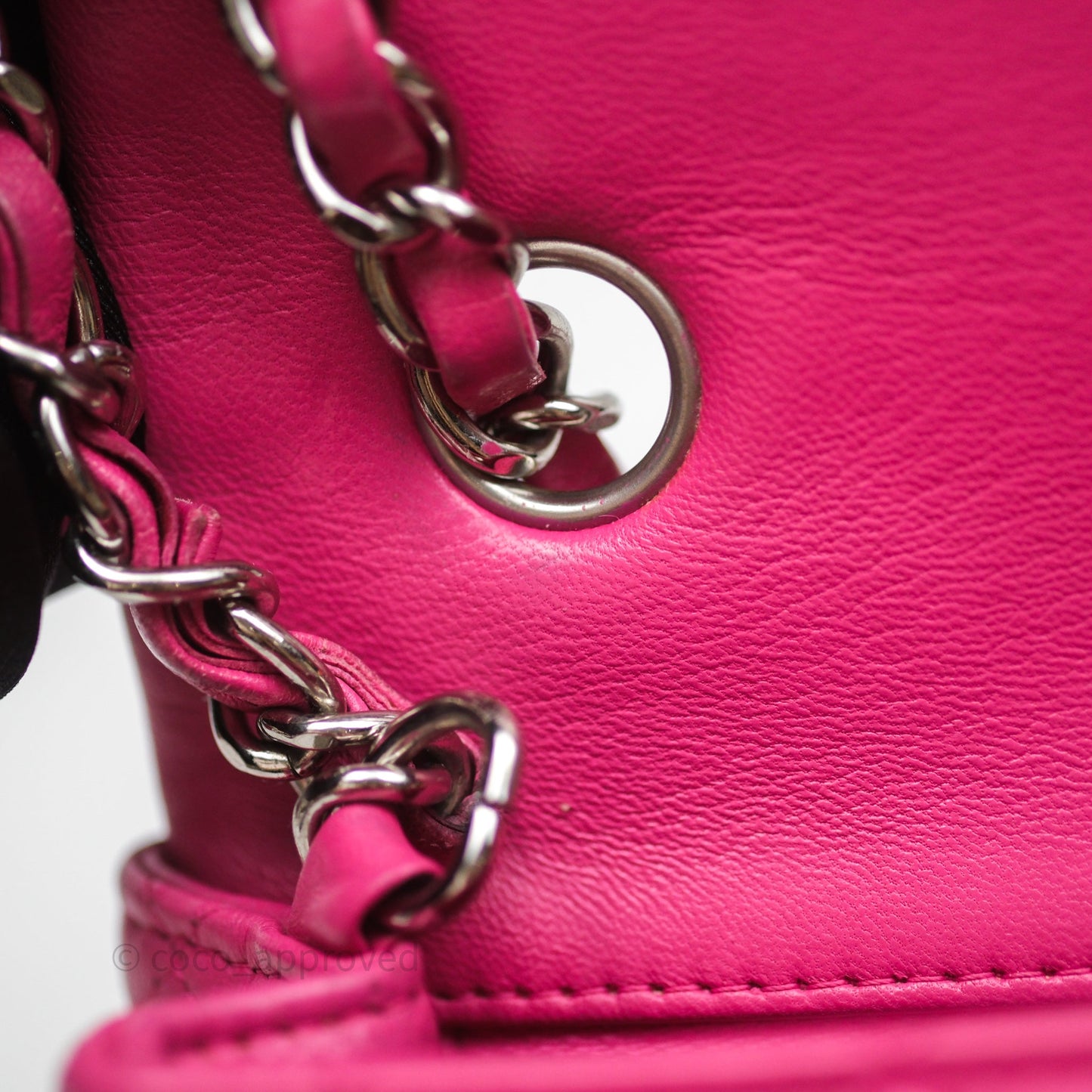 Chanel Mini Rectangular Quilted Dark Pink Lambskin Silver Hardware