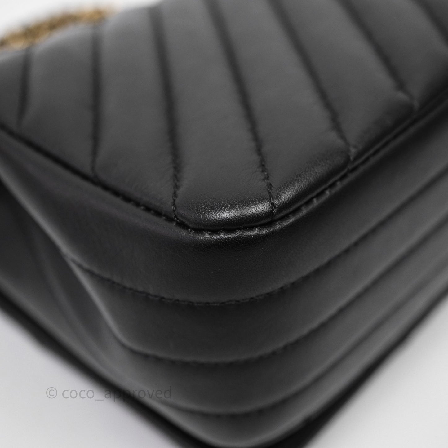 Chanel Small Statement Chevron Flap Bag Black Gold Hardware