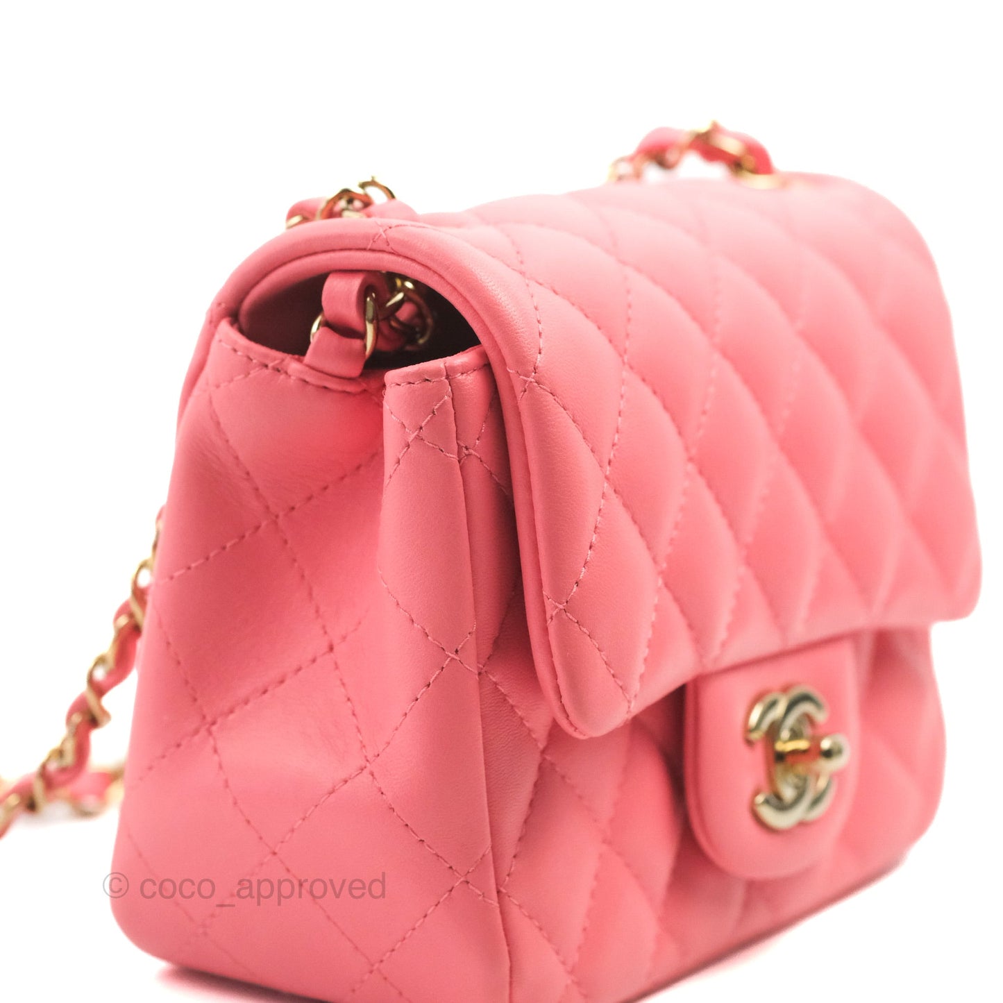 Chanel Mini Square Flap Pink Lambskin Gold Hardware