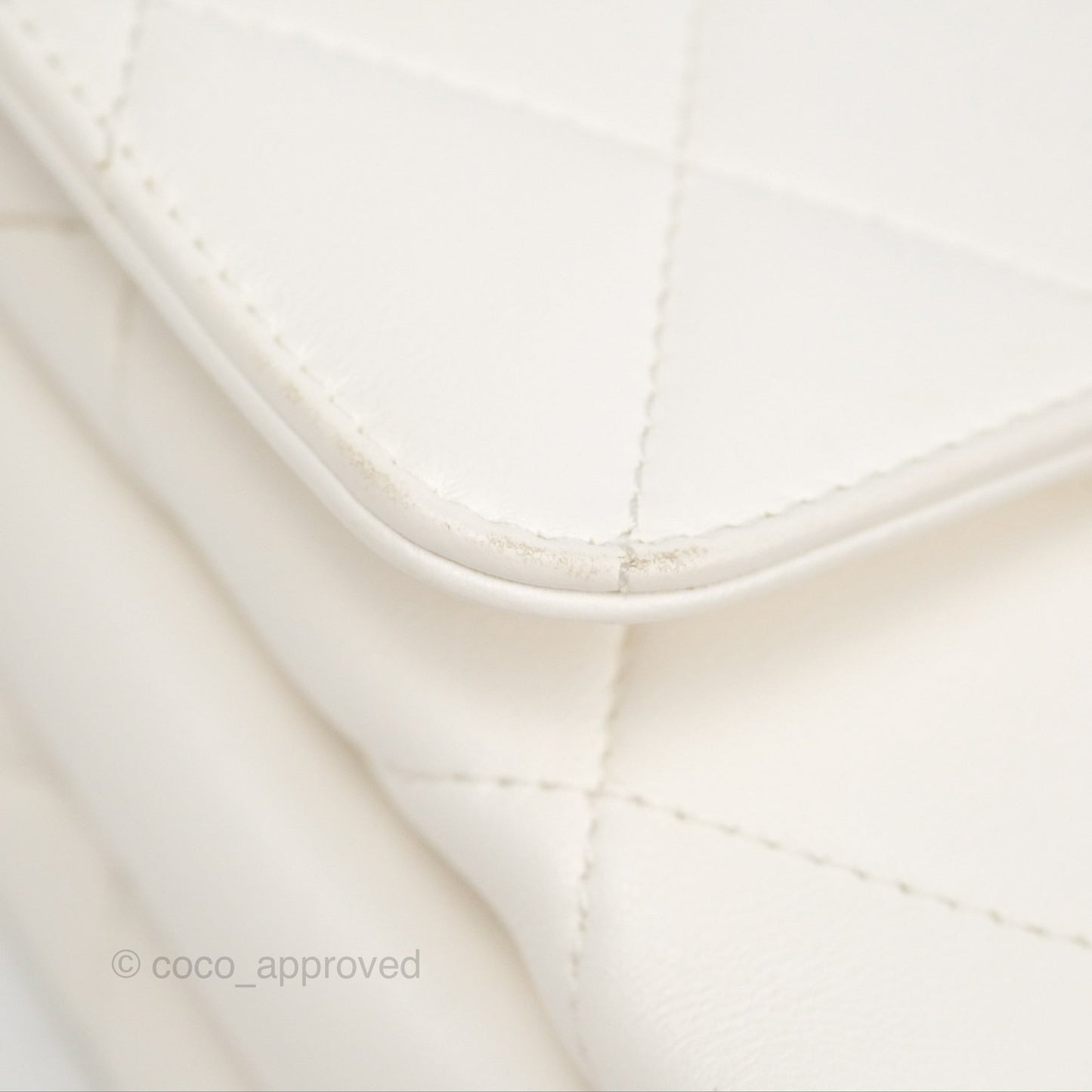 Chanel Crystal Logo Handle Flap Bag White Lambskin 22S