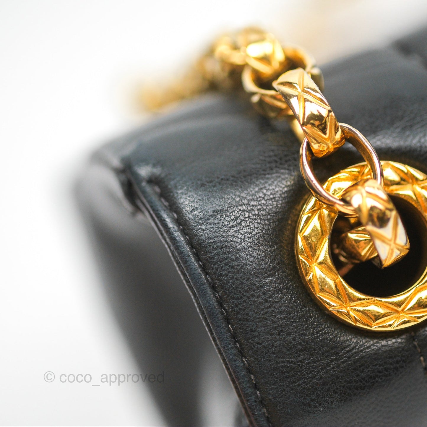 Chanel Vintage Mini Bijoux Chain Flap Black Lambskin Gold Hardware