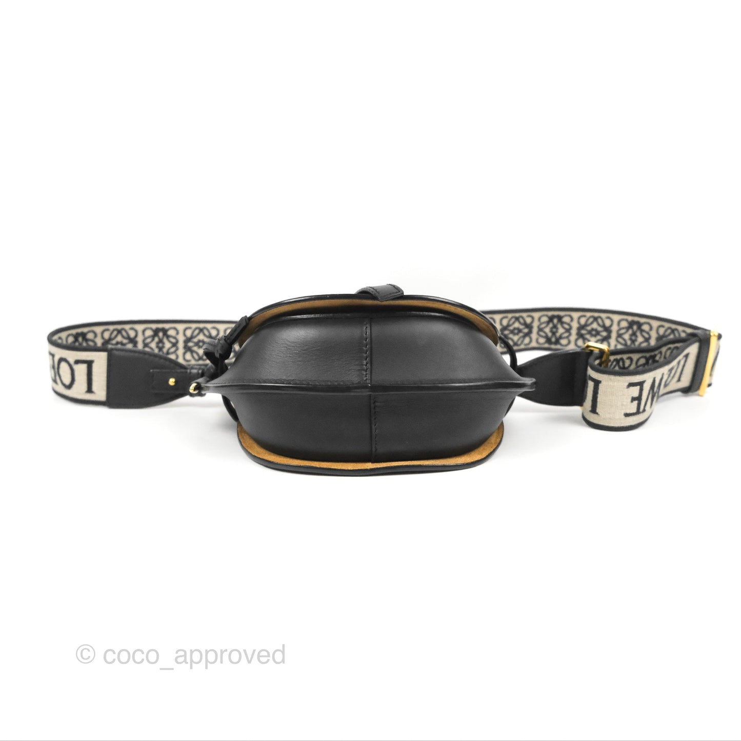 Loewe Mini Gate Dual Bag in Soft Calfskin & Jacquard Strap Black