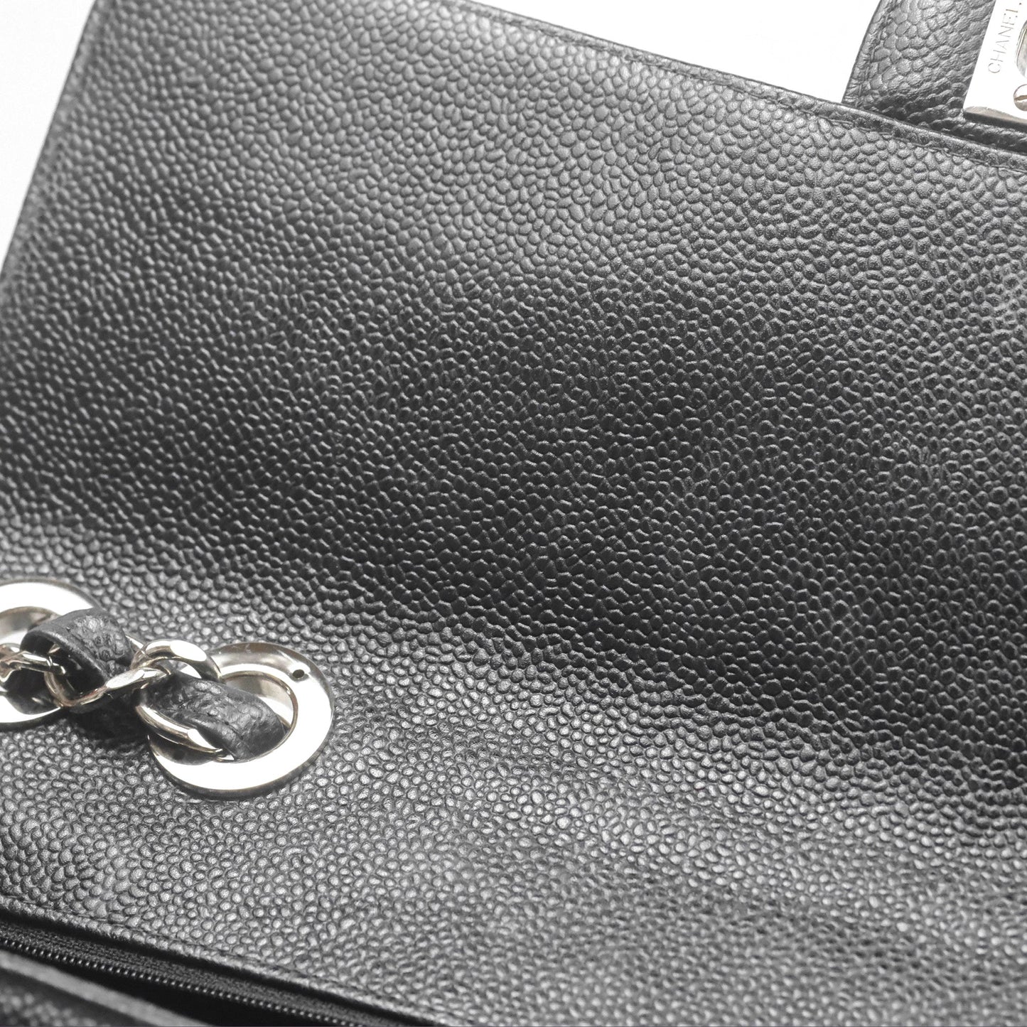 Chanel Classic Vintage Jumbo Single Flap Black Caviar Silver Hardware