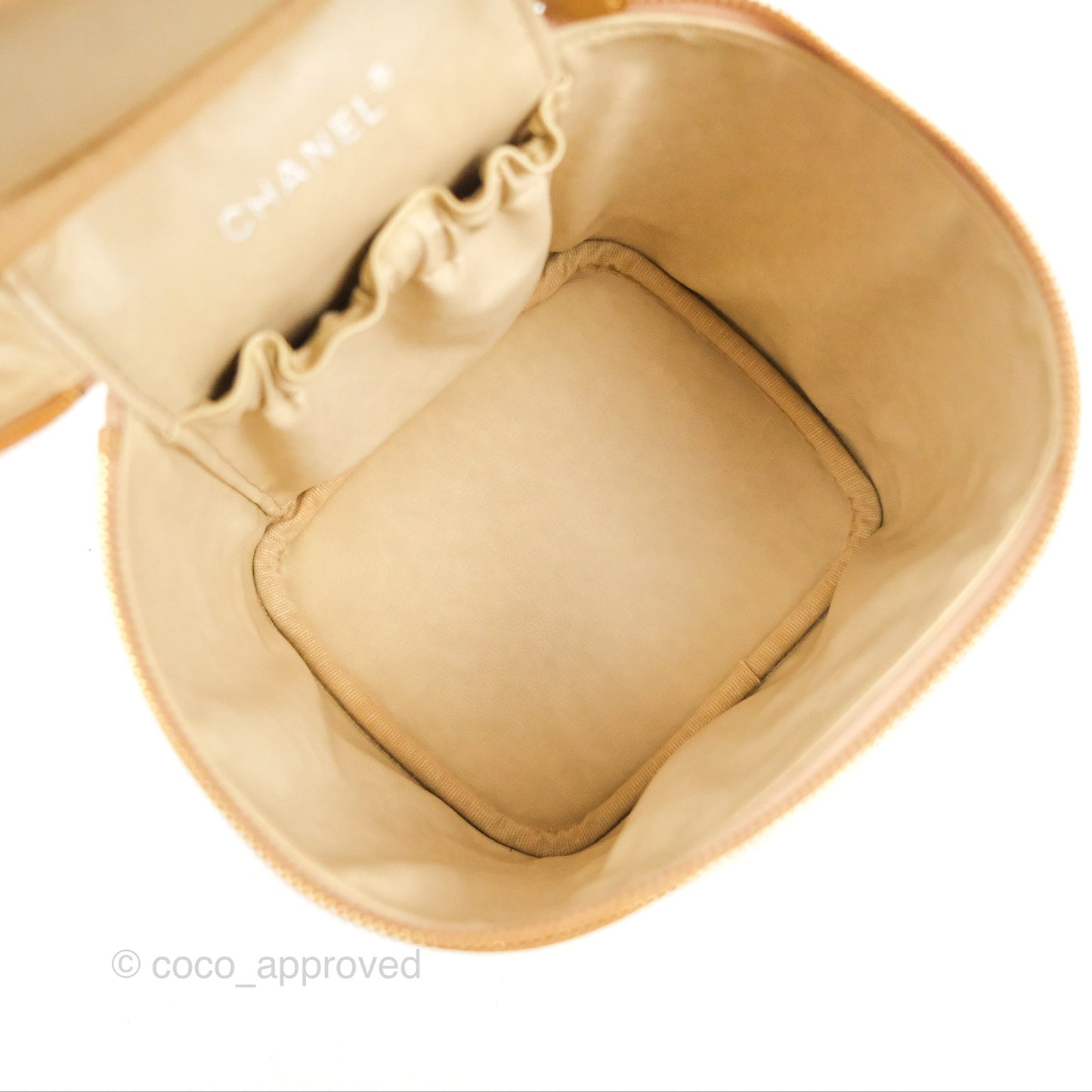 Chanel Vintage Vanity Case Beige Caviar Gold Hardware