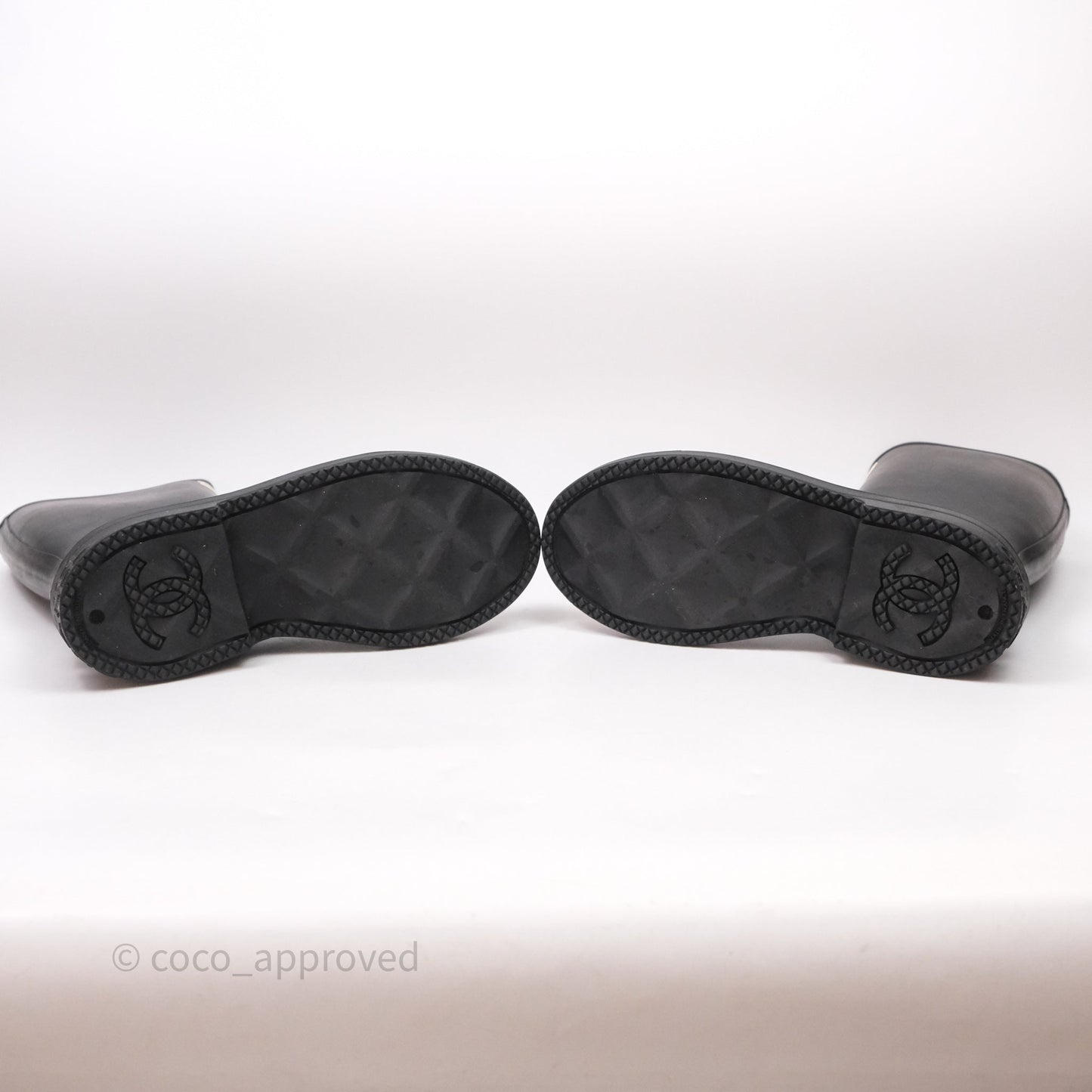 Chanel CC Black Rubber Rain Boots Size 39