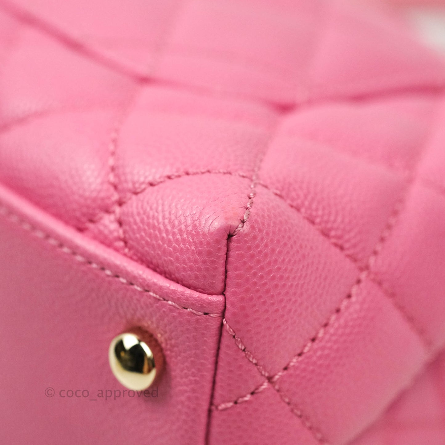 Chanel Extra Mini Coco Handle Quilted Pink Caviar Lizard Embossed Handle Gold Hardware
