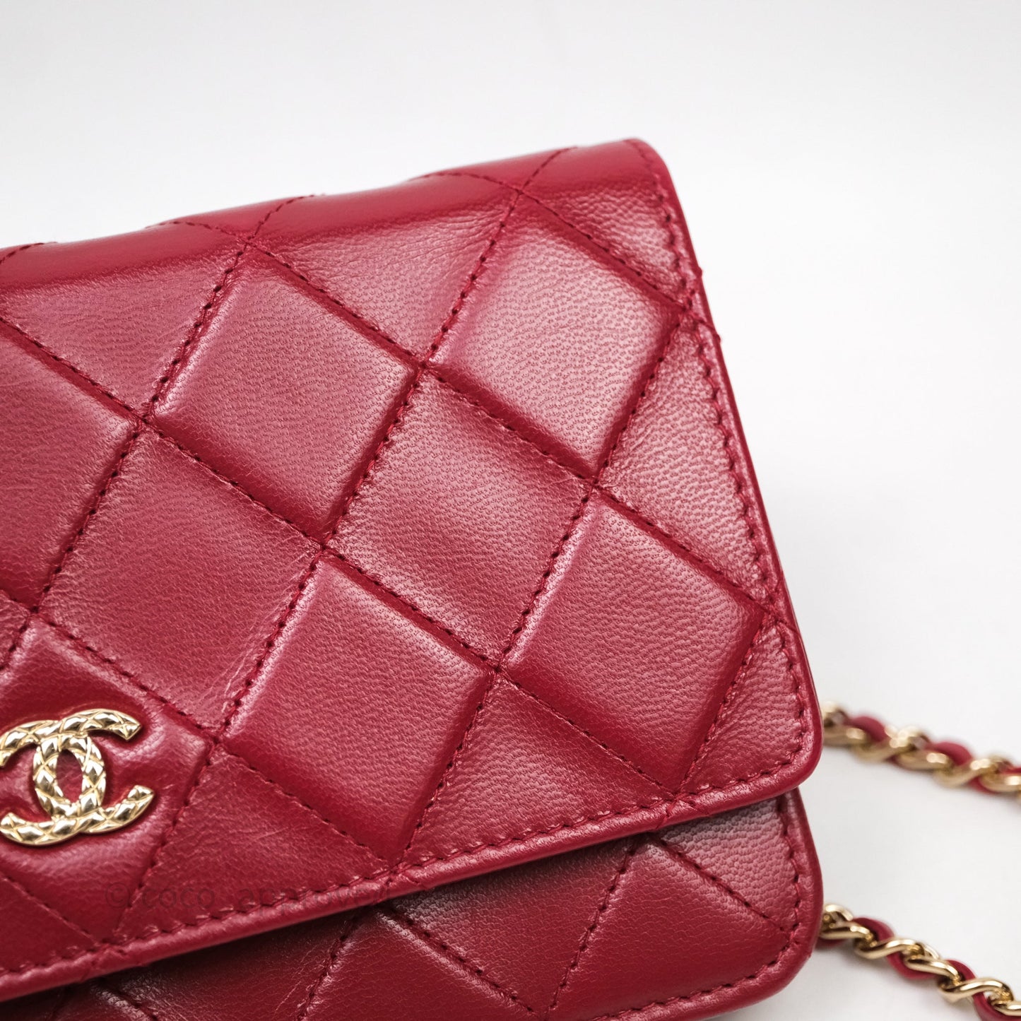 Chanel Wallet On Chain Red Calfskin Bag Gold hardware