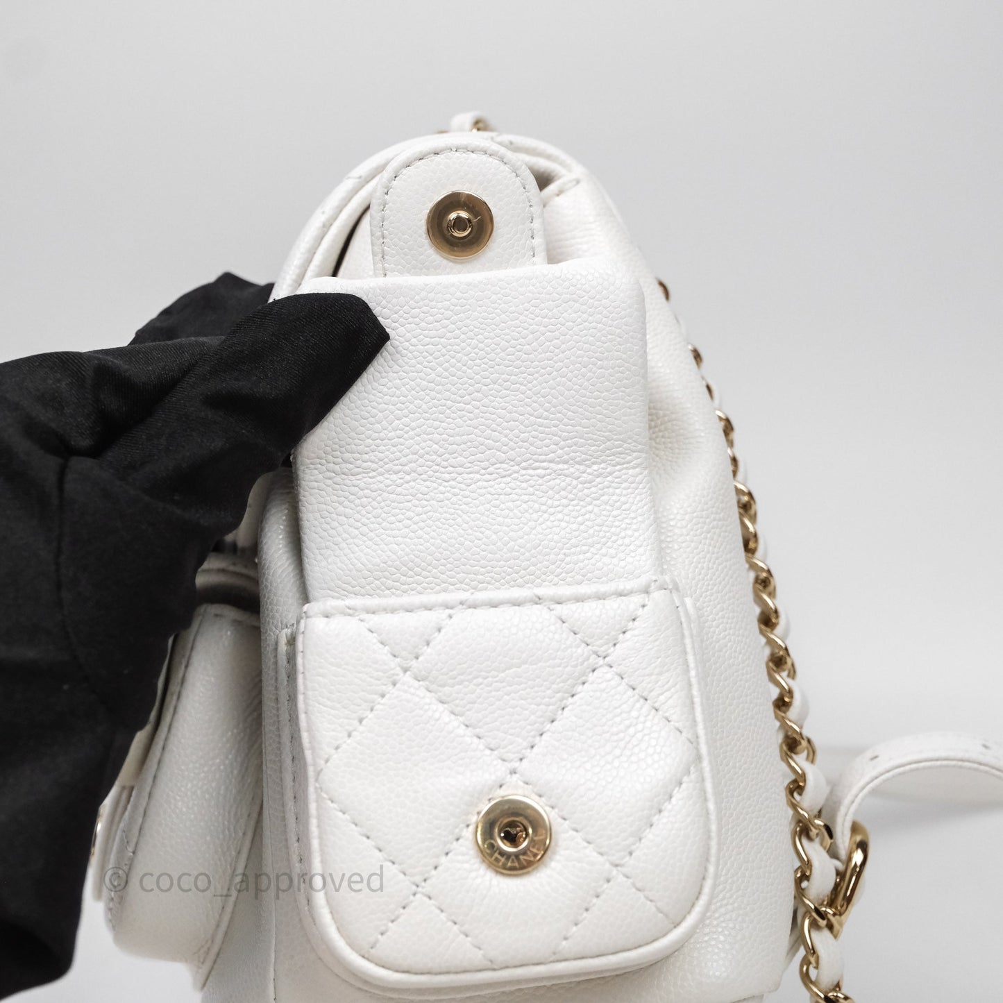 Chanel Small Duma Backpack Caviar White Gold Hardware
