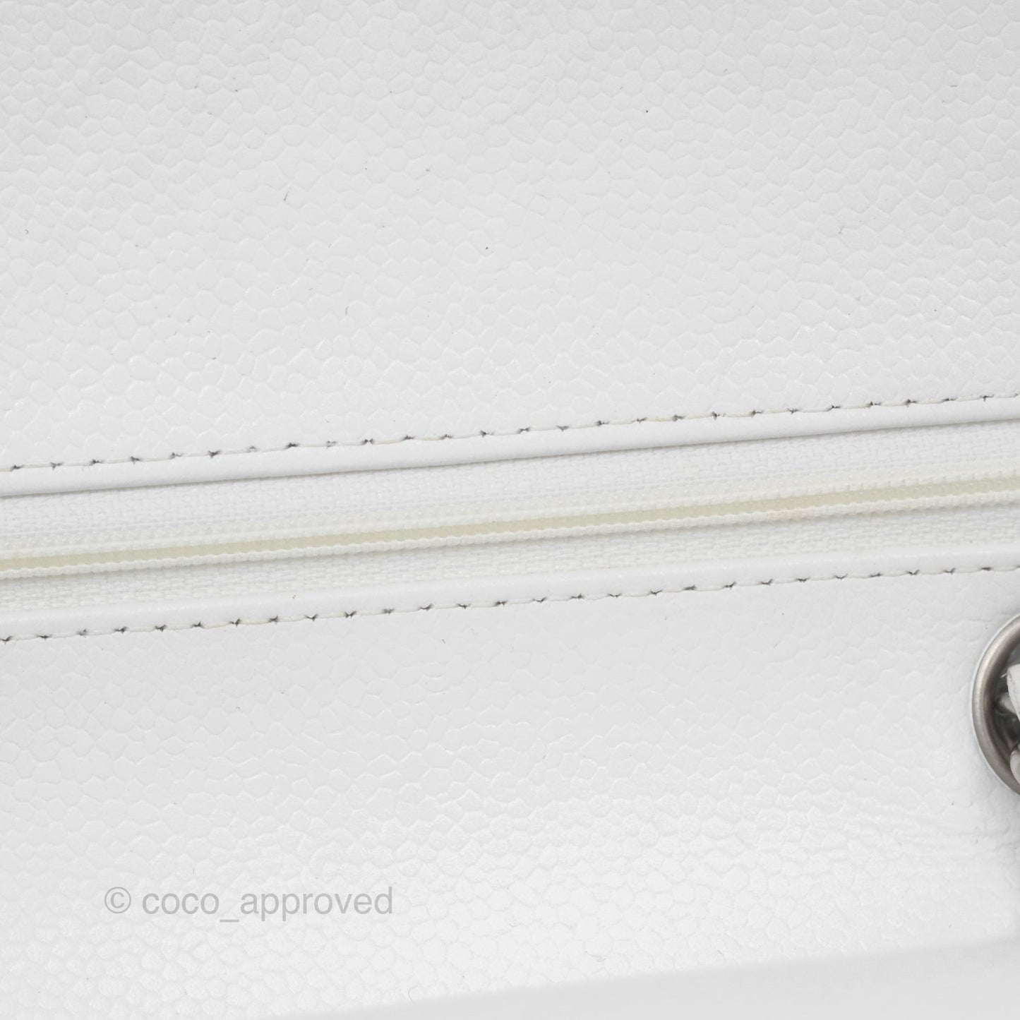 Chanel Classic M/L Medium Double Flap White Caviar Silver Hardware