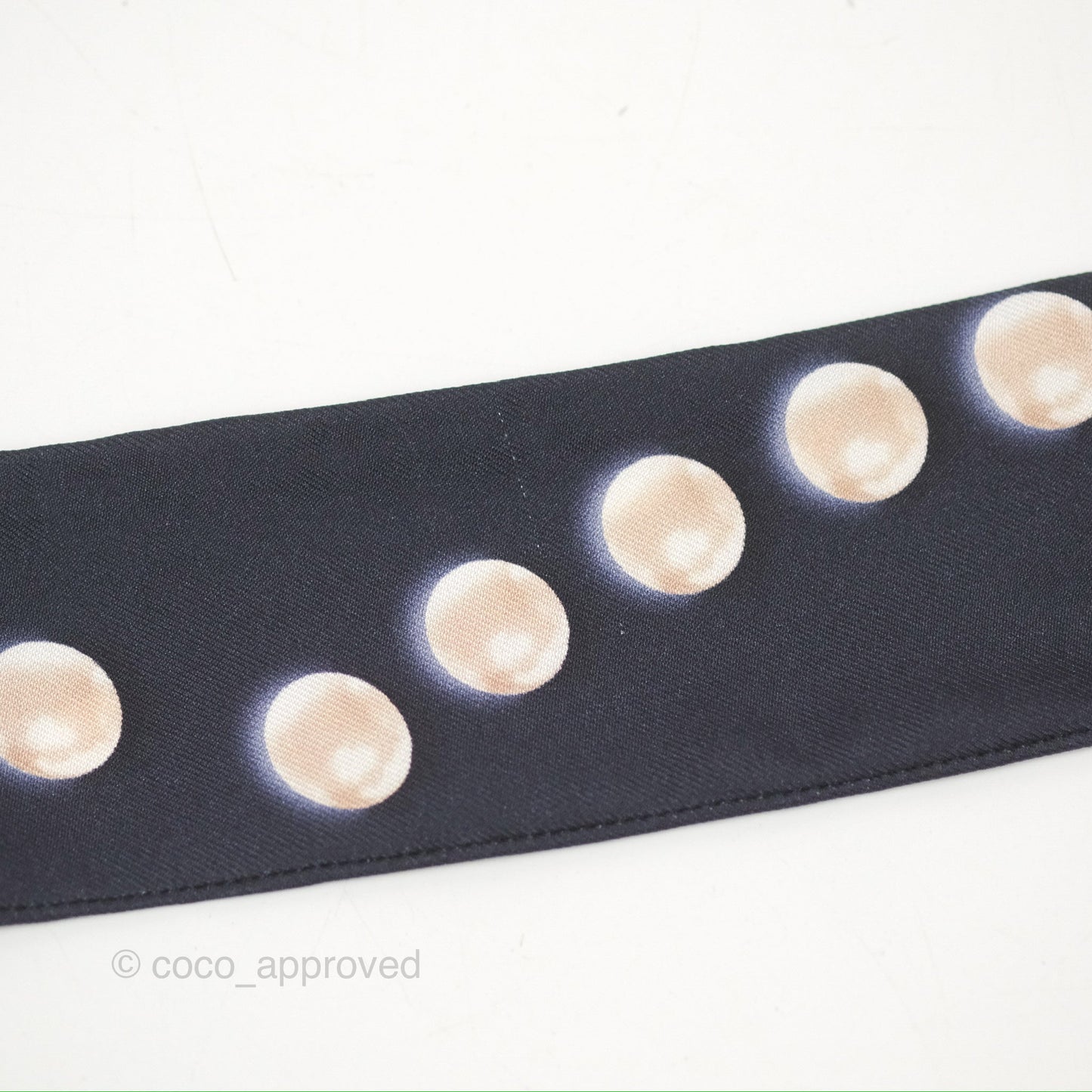 Chanel CC Pearl Print Silk Twilly Black