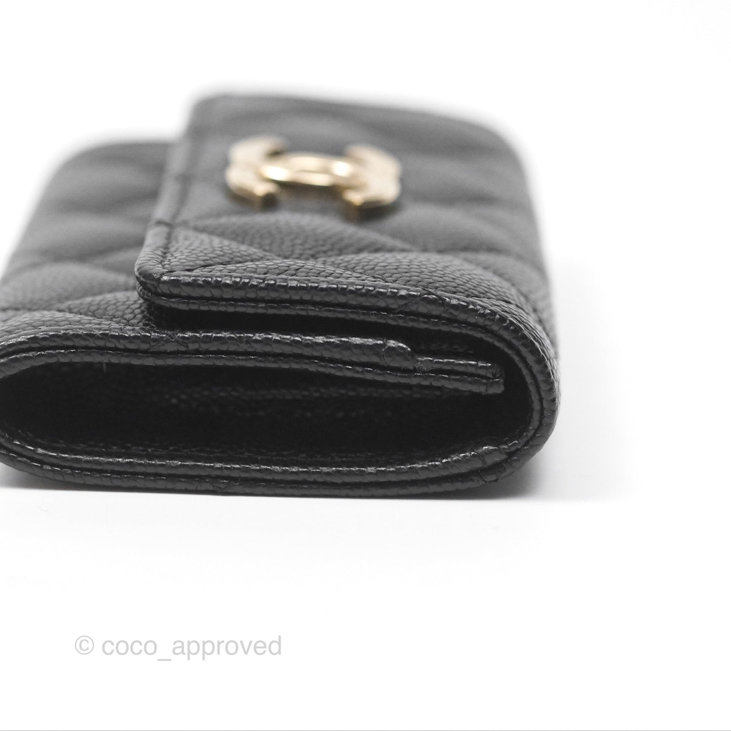 Chanel Flap Card Holder Black Caviar CC Gold Hardware