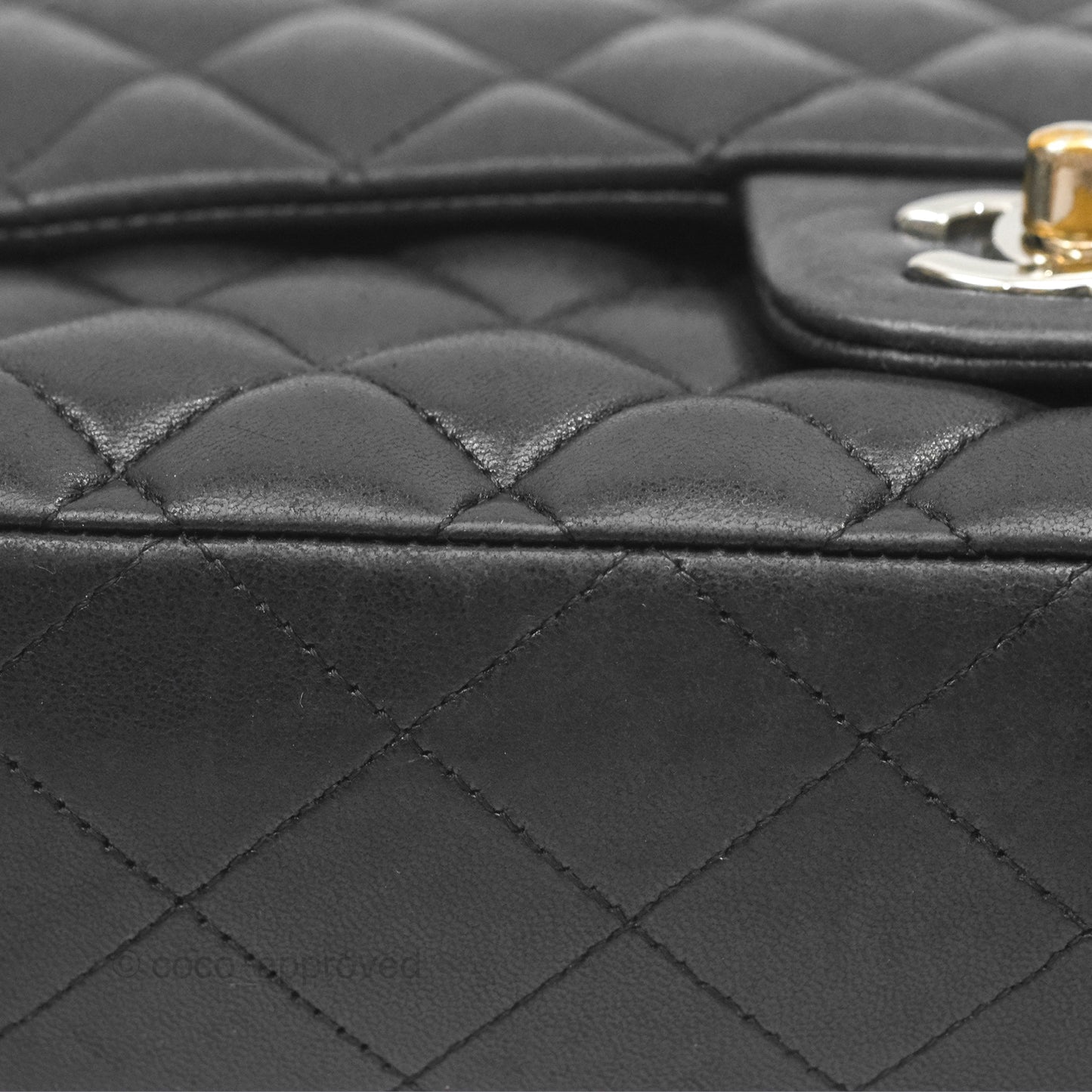 Chanel Classic M/L Medium Flap Quilted Black Lambskin Silver Hardware