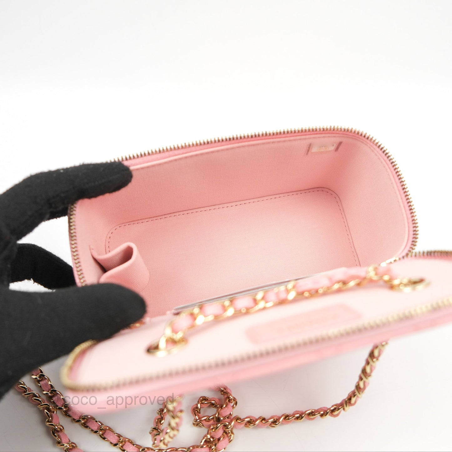 Chanel Classic Vanity With Chain Pink Caviar Gold Hardware