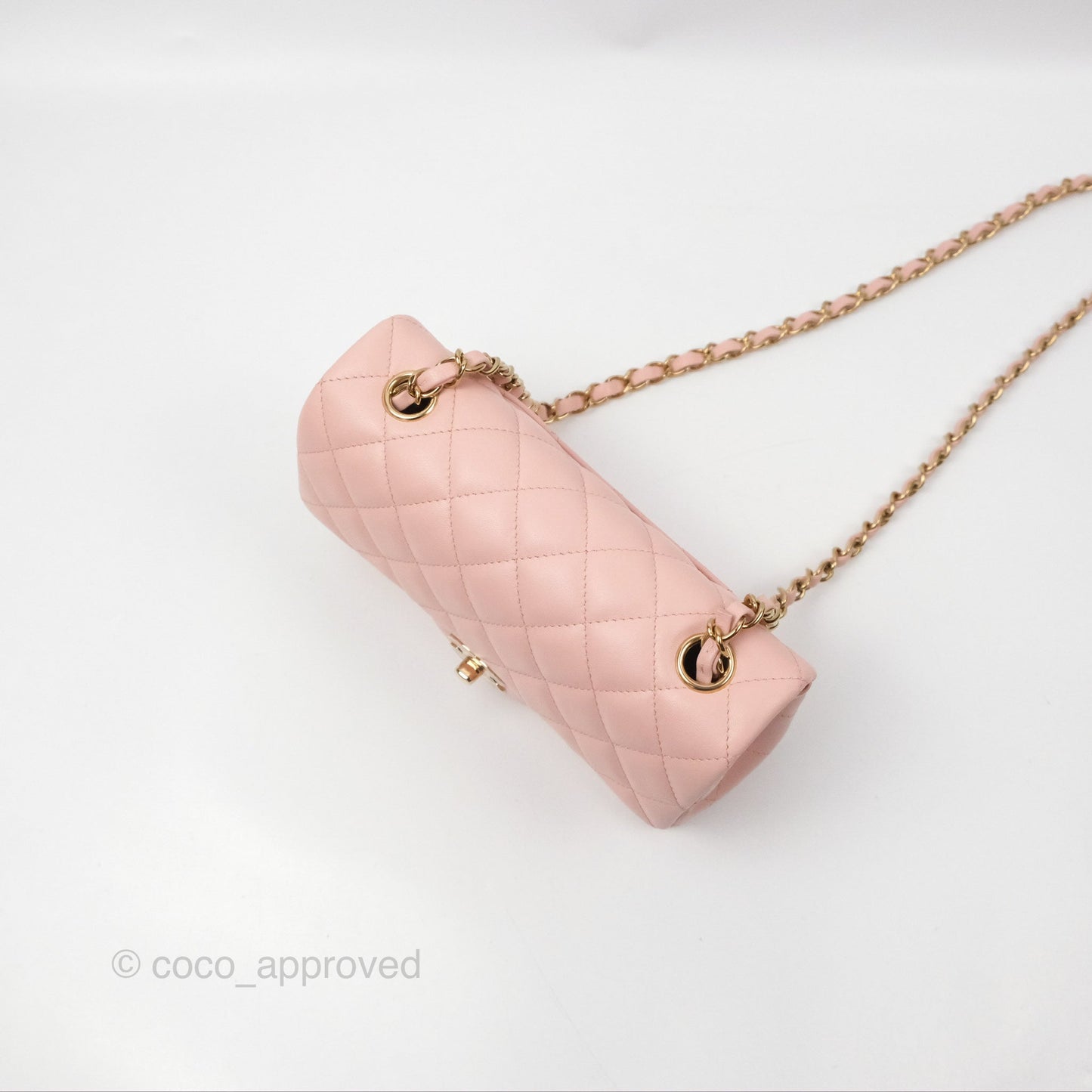 Chanel Quilted Mini Rectangular Flap Pink Lambskin Gold Hardware