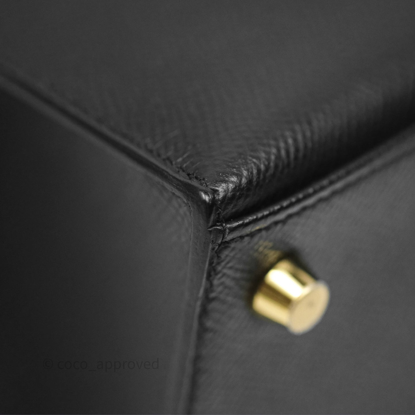 Hermès Sellier Kelly 25 Black Noir 89 Epsom Gold Hardware