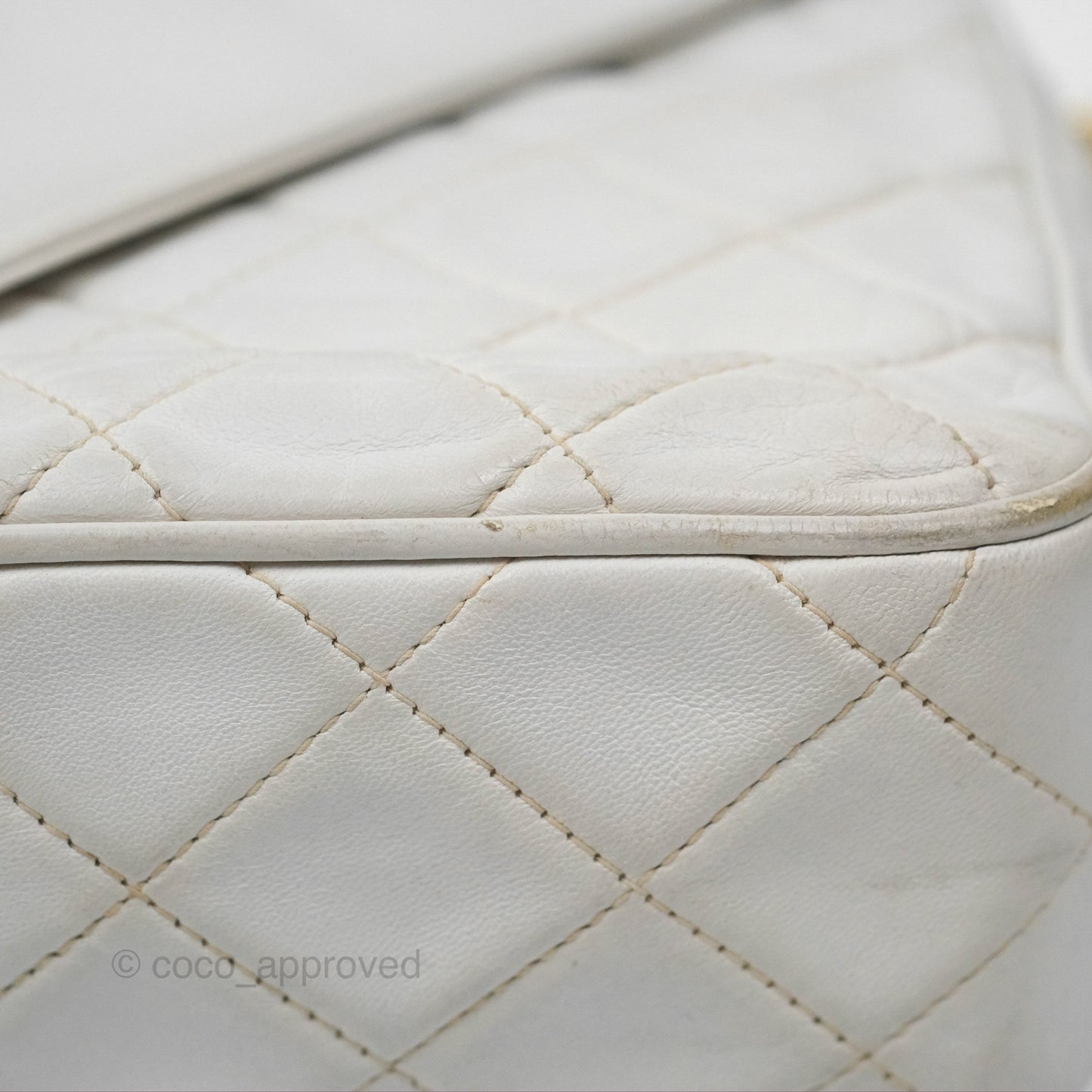 Chanel Vintage Small Camera Bag White Lambskin Gold Hardware