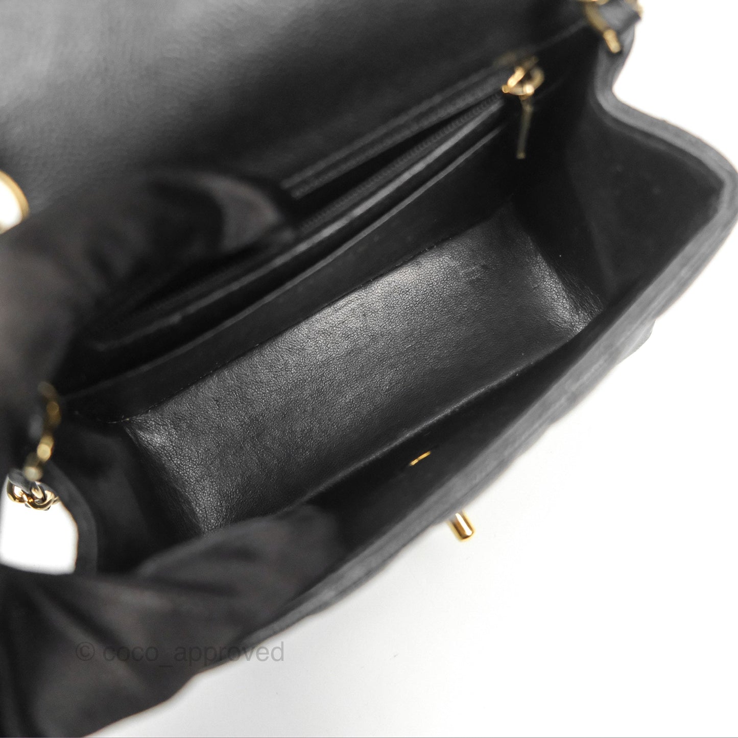 Chanel Mini Square Flap Quilted Black Caviar Gold Hardware