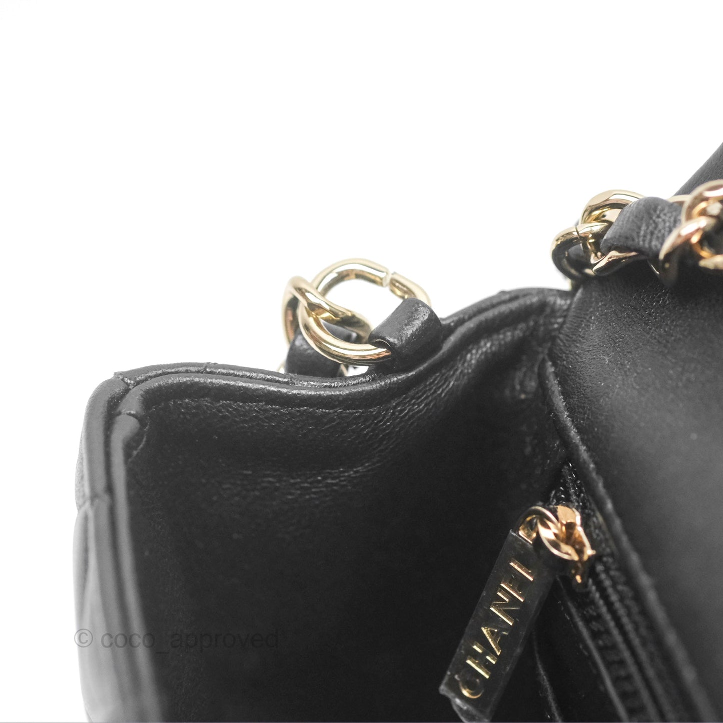 Chanel Mini Rectangular Flap Quilted Black Lambskin Gold Hardware