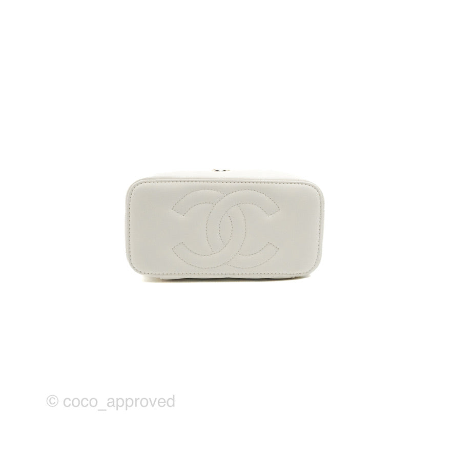 Chanel Ball Crush Vanity with Chain White Lambskin Gold Hardware